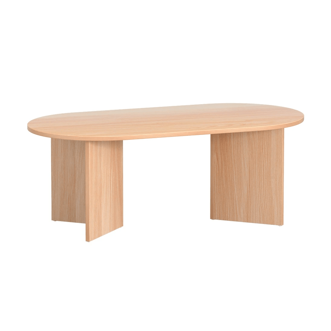 1 Artiss Coffee Table Oval 110CM Pine Alva - Natural, 1 of 6