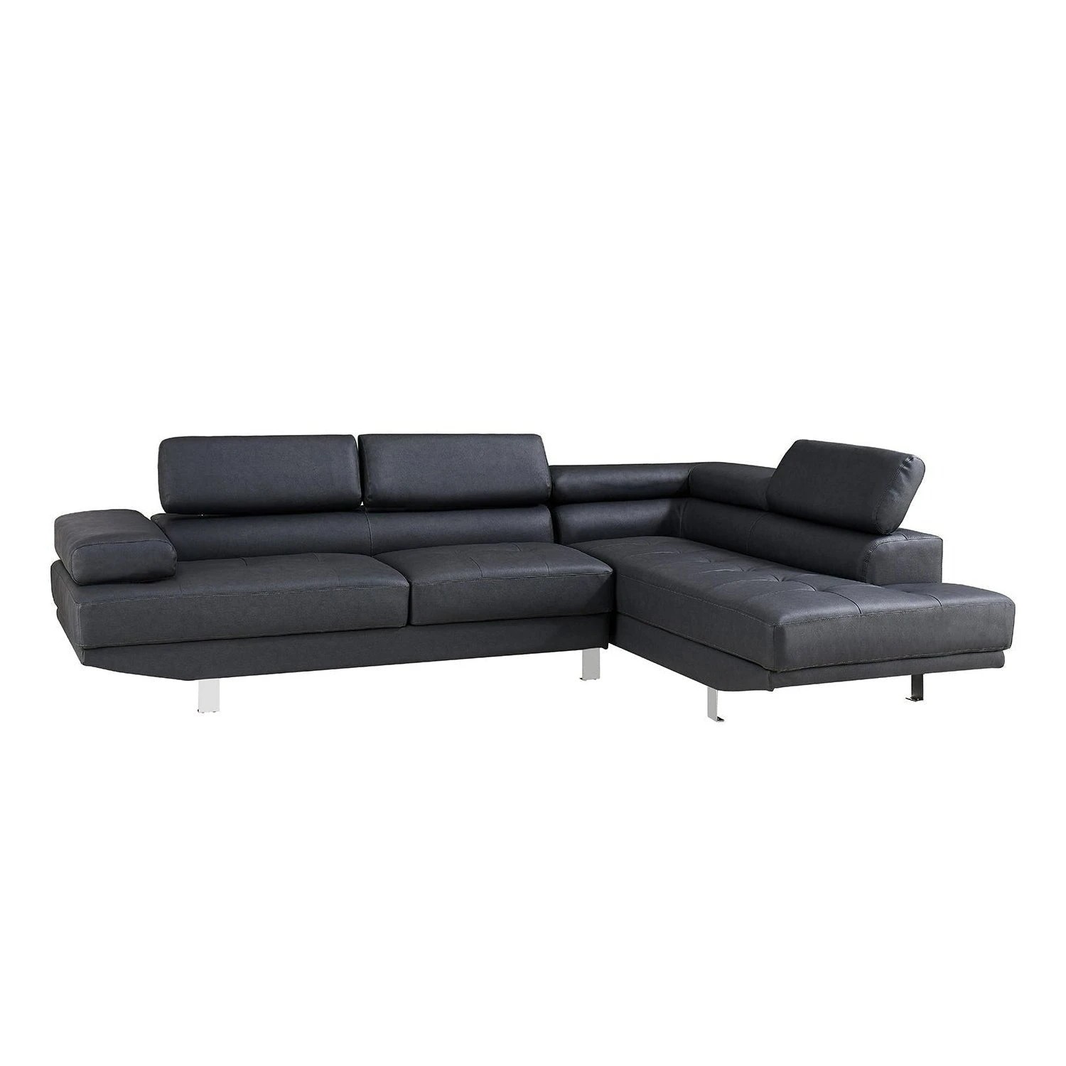1 Foret 2.8m Black Fabric Sectional Sofa Chaise Lounge Suite Couch Furniture, 1 of 6