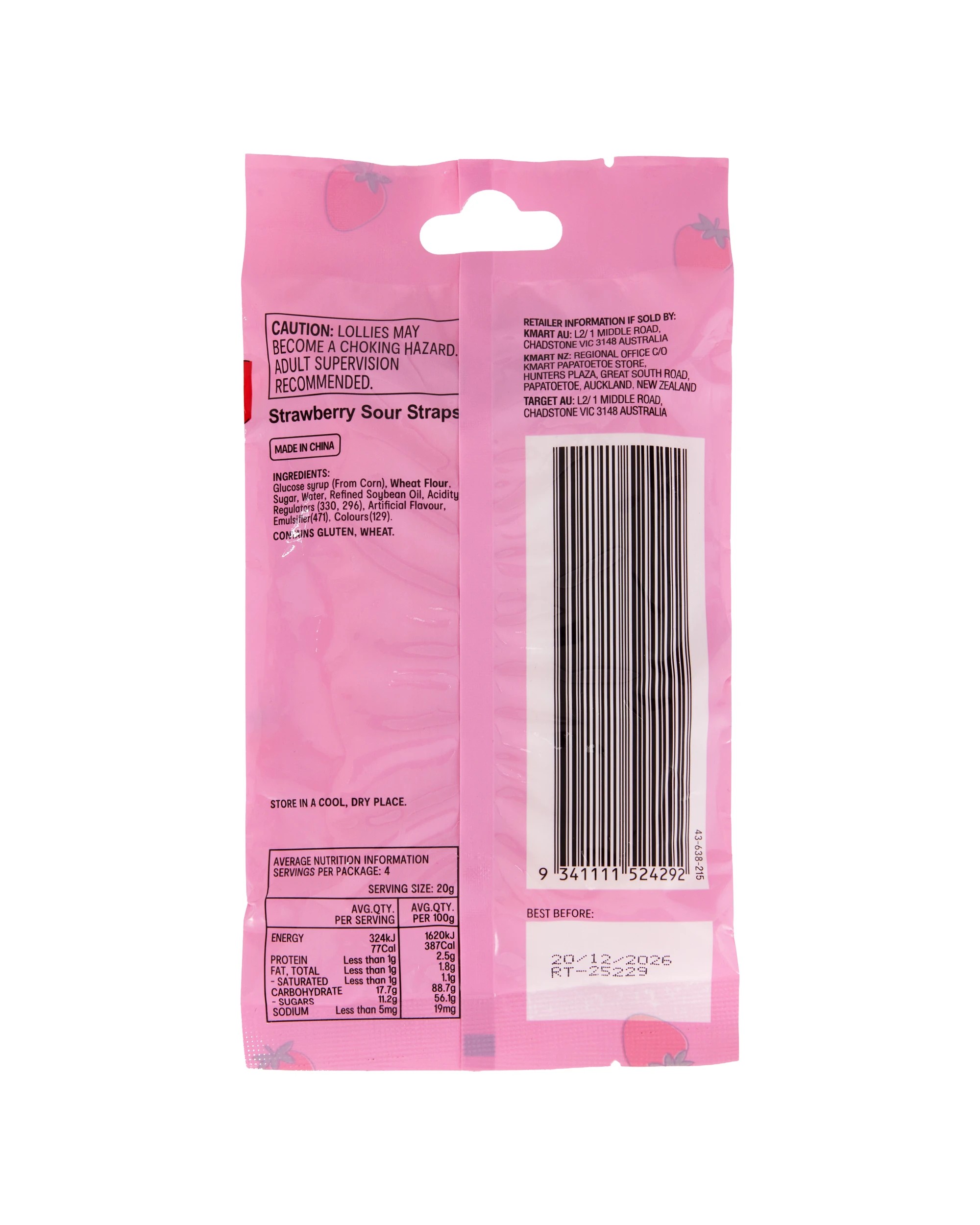 3 Strawberry Sour Straps 80g, 3 of 3