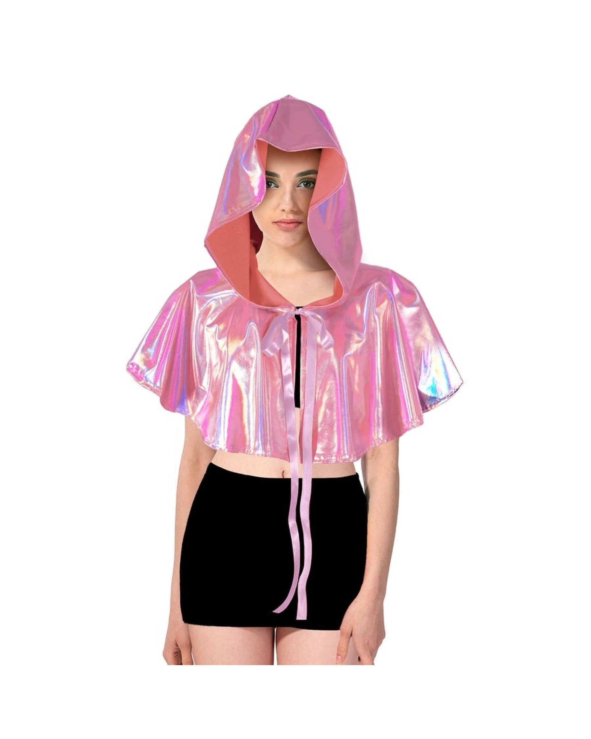 1 BR Costumes Iridescent Metallic Mini Hooded Cape for Halloween Parties, 1 of 3
