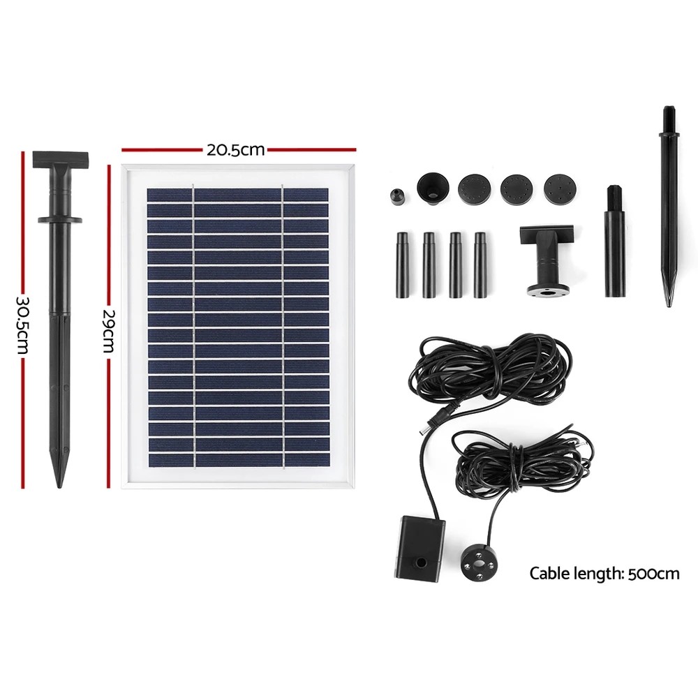 2 Gardeon Solar Pond Pump Submersible Water Fountain with Battery Kit LED Lights 4.3FT - Black, 2 of 6