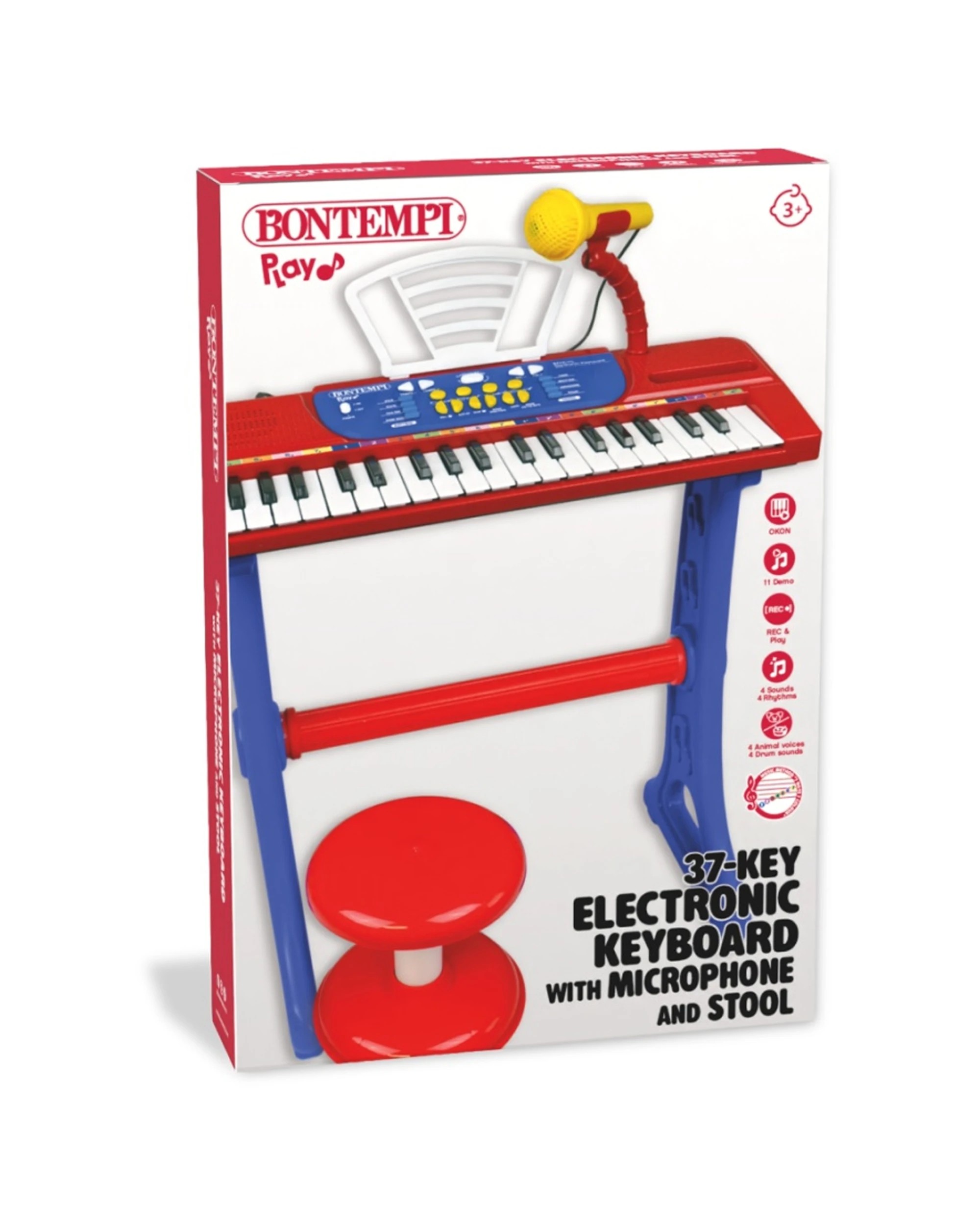 3 Bontempi Electronic Keyboard 37-Key With Microphone Legs And Stool - Multi, 3 of 3