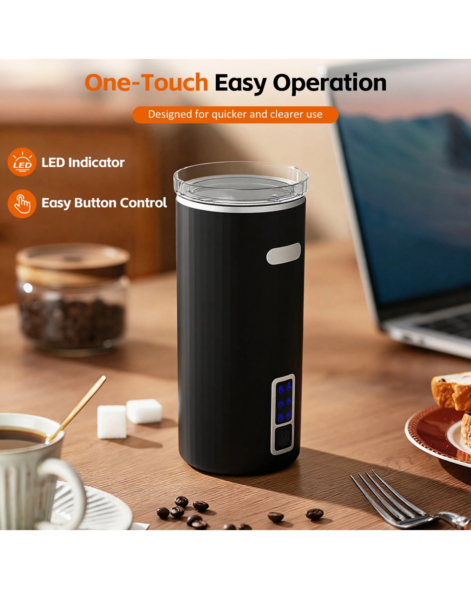 3 Advwin Electric Milk Frother, 6-IN-1 Milk Frother & Warmer, Compact Hot & Cold Foam Maker, 3 of 8