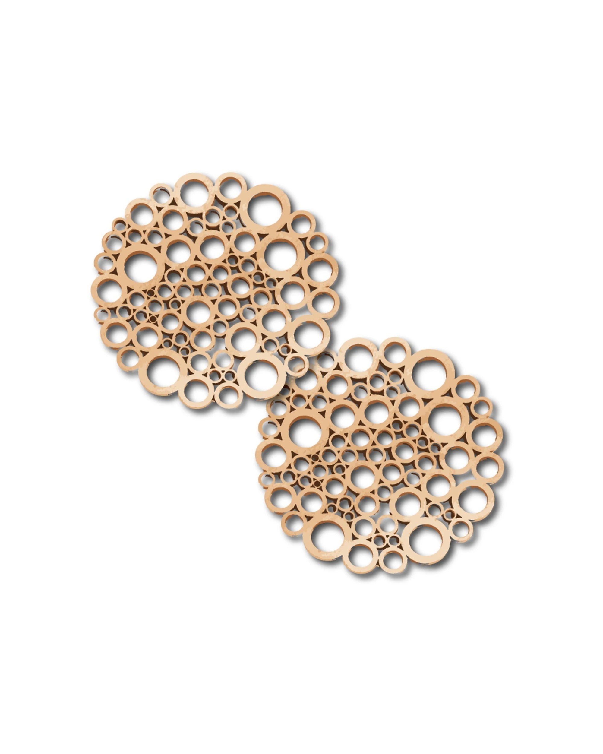 2 Nord Deco 4pc Wooden Coaster 10x10x0.3cm Kitchen Table Decor Set - Circles - Natural, 2 of 2