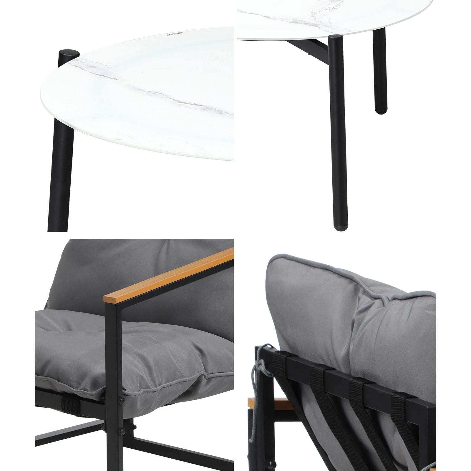 6 Livsip 3pc Outdoor Patio Furniture Set Bistro Sets 50cm Round Marble Table
 - Multi, 6 of 10