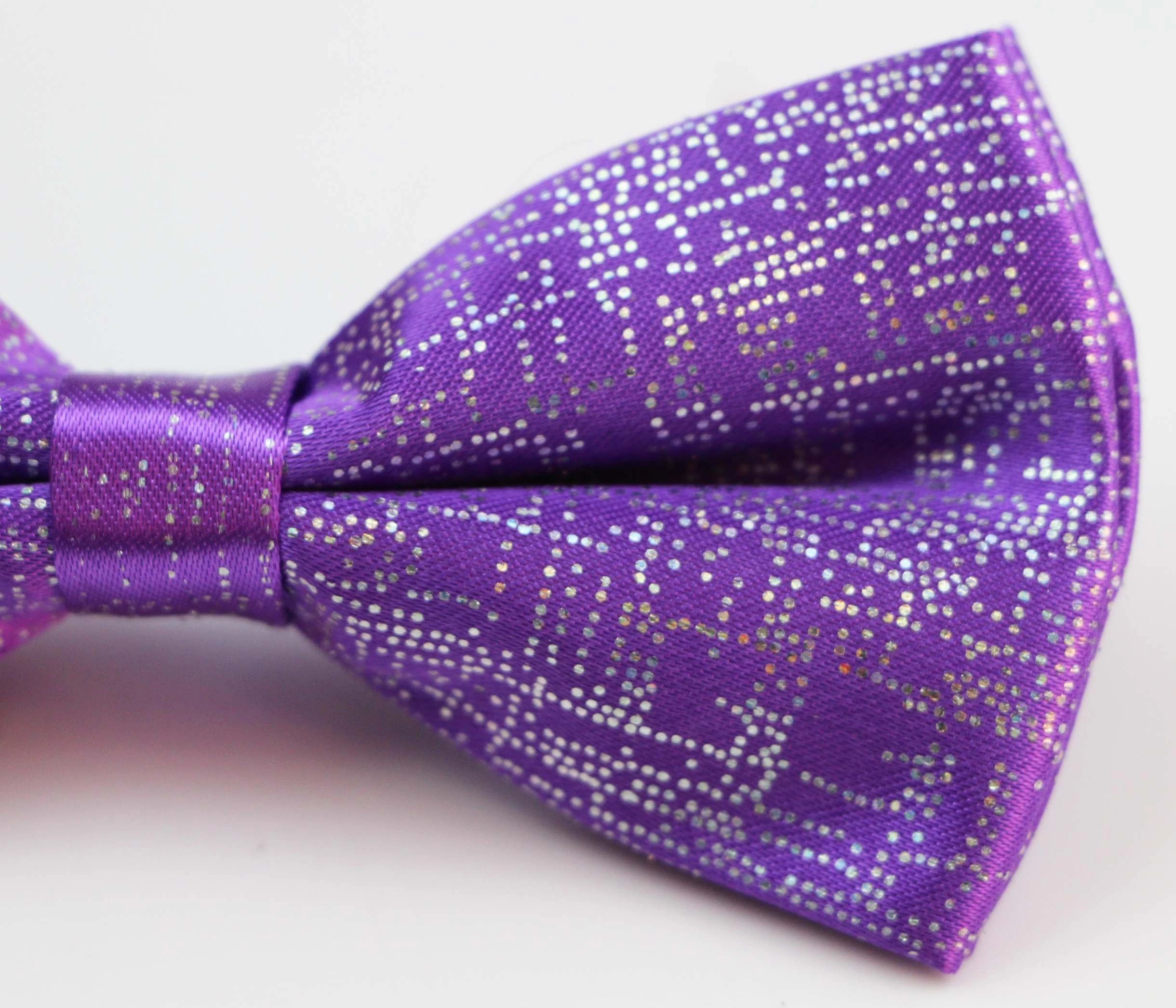 3 Zasel Mens Purple Sparkly Glitter Patterned Bow Tie - Purple, 3 of 4