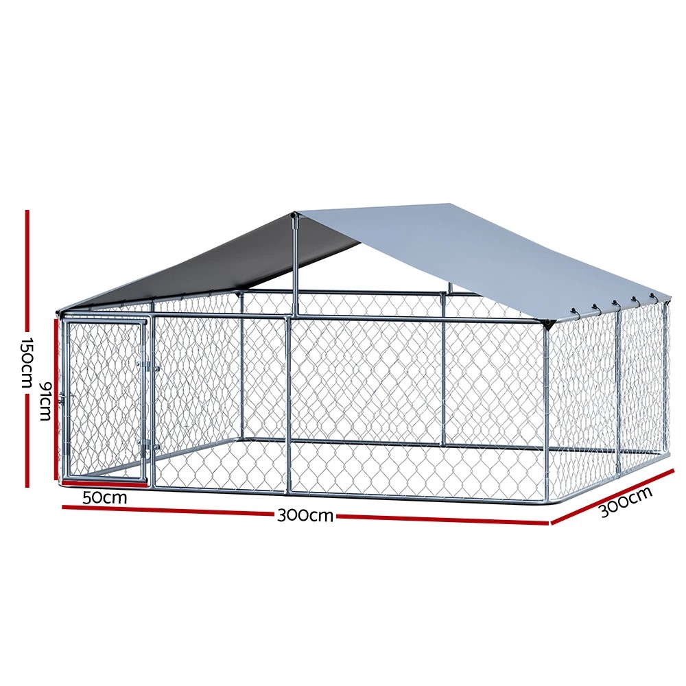 2 i.Pet Dog Kennel Large House XXL Pet Run Cage Puppy Outdoor Enclosure With Roof - Silver, 2 of 5