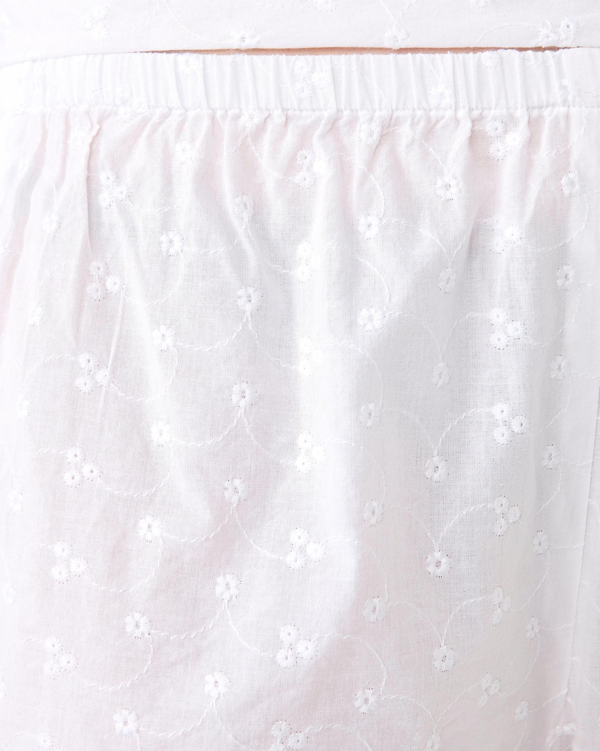 4 Broderie Cotton Sleep Shorts White, 4 of 7