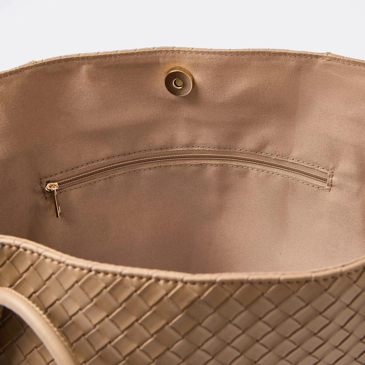 4 Weave Tote Bag HAZELNUT LATTE, 4 of 5
