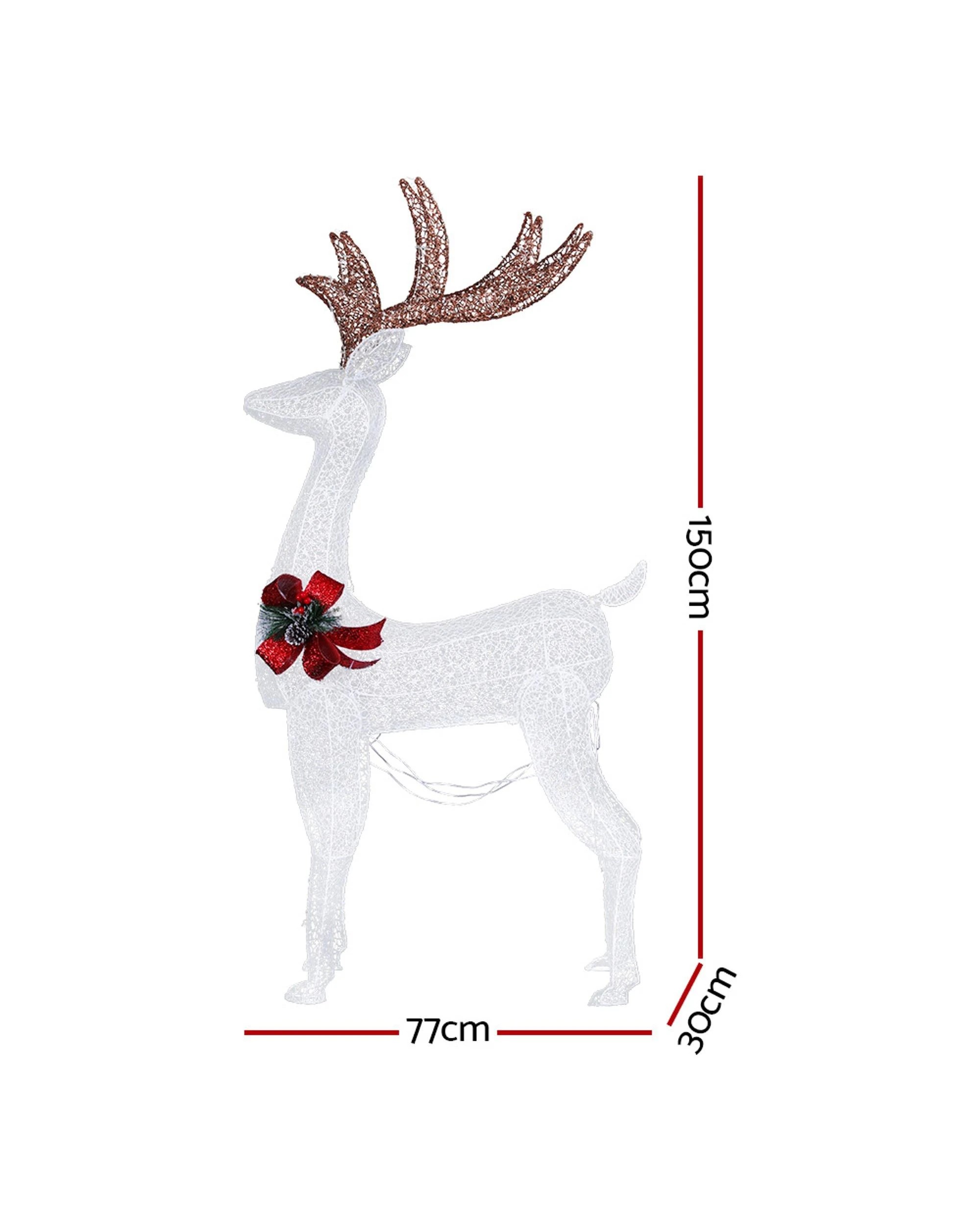 2 Jingle Jollys Christmas Lights 150cm Reindeer 100 Led Decorations
 - White, 2 of 3