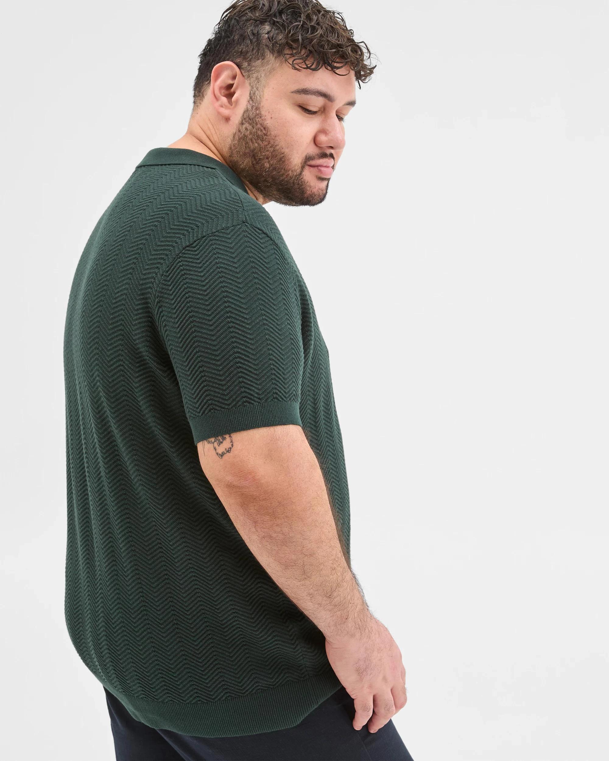 5 Target Plus Size Australian Cotton Blend Textured Polo Top DARK GREEN, 5 of 6