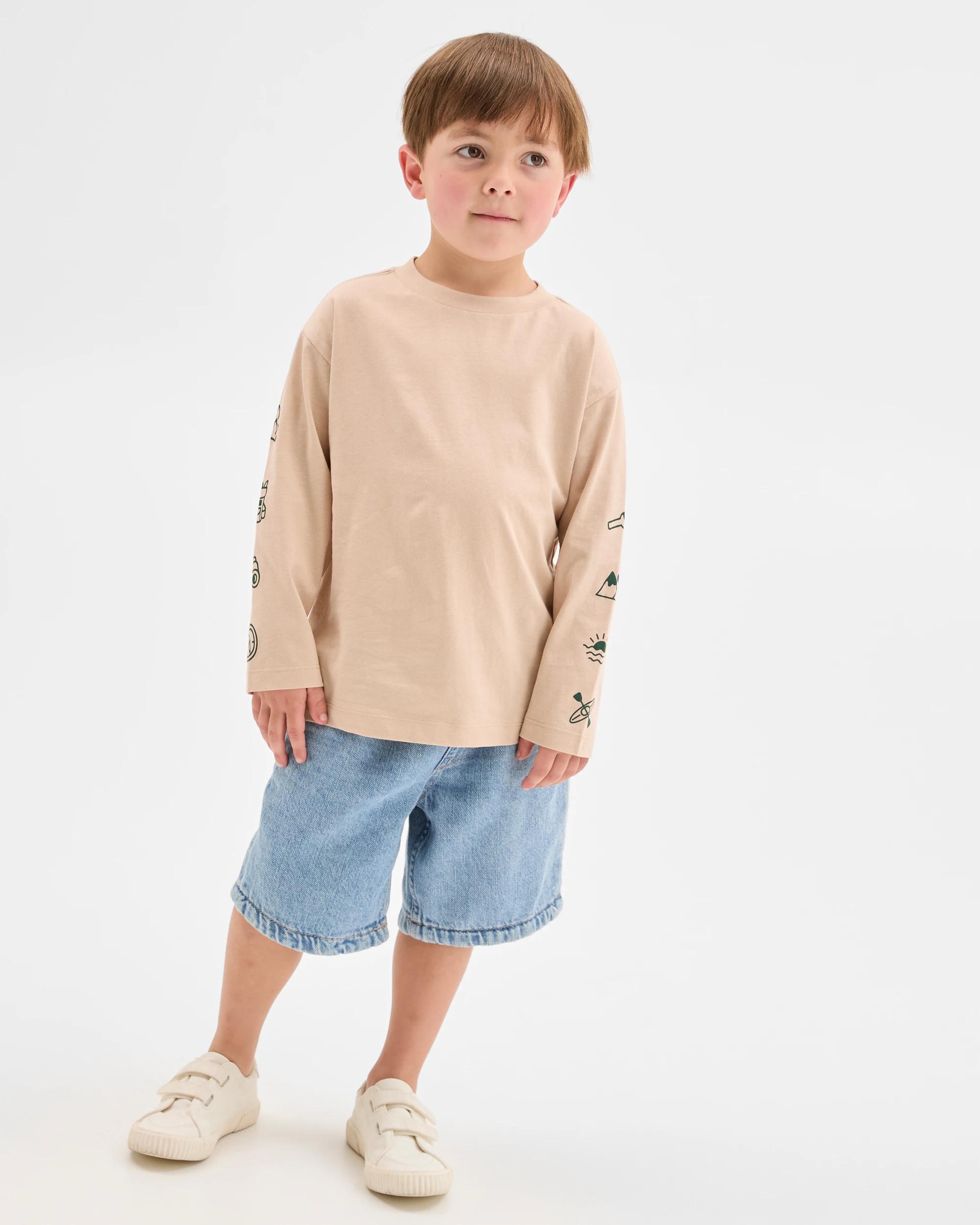 1 Target Kids Australian Cotton Long Sleeve T-Shirt LIGHT MOCHA, 1 of 5