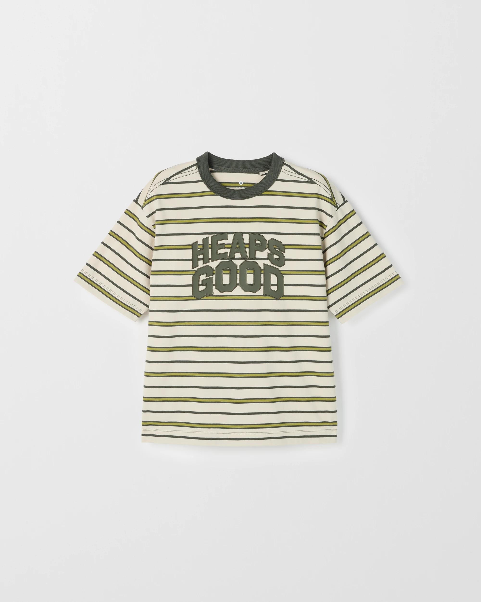 1 Target Kids Australian Cotton Blend Stripe T-Shirt OLIVE, 1 of 2