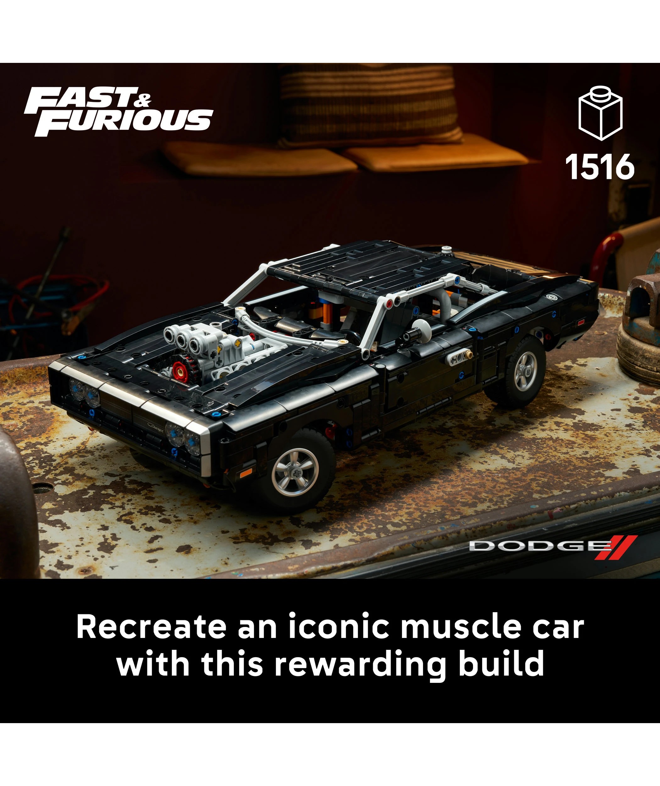 3 LEGO Technic Fast and Furious Dodge Charger R/T Car 42231, 3 of 10