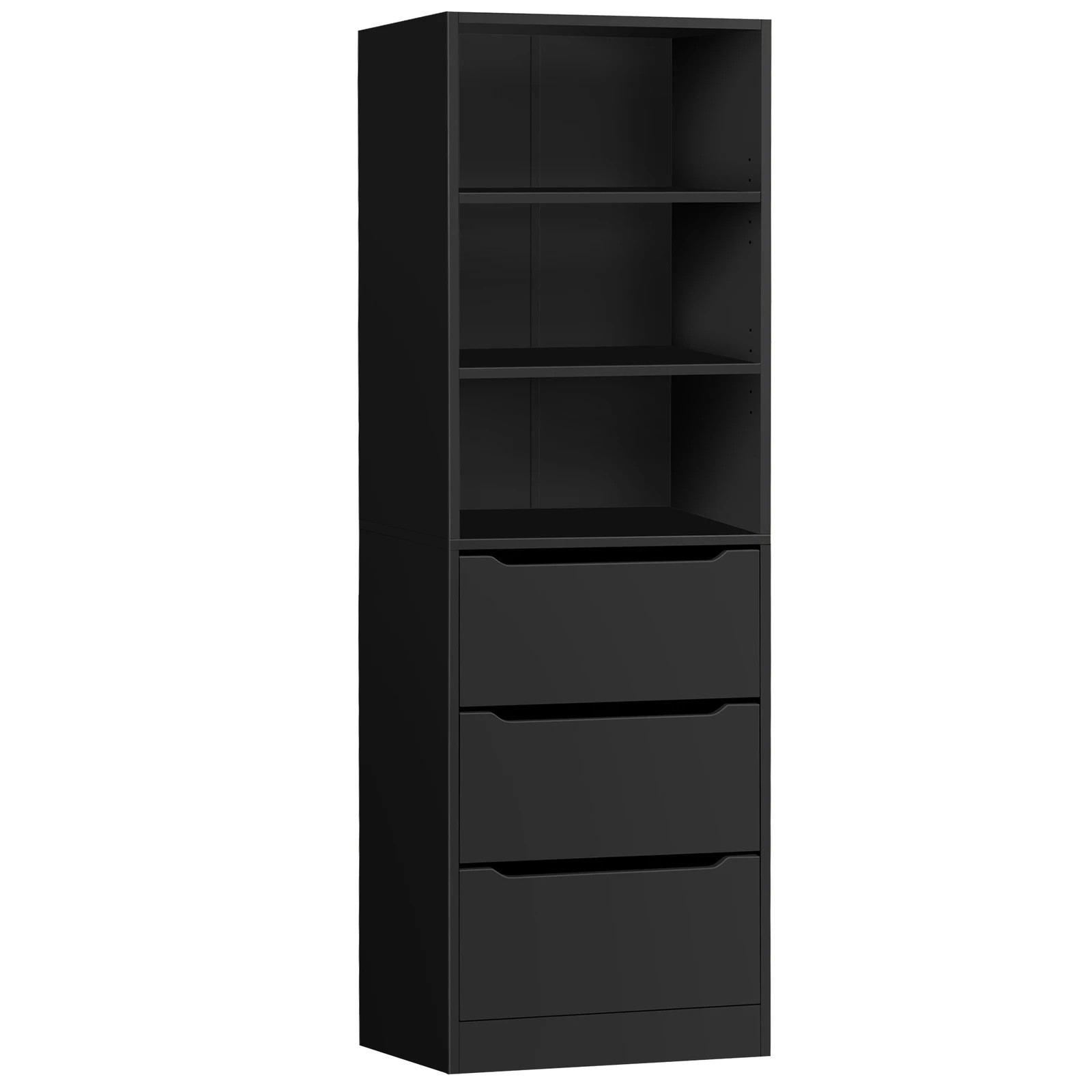 1 Alfordson Chest of 3 Drawers Office Storage Cabinet Tallboy Bedroom - Black, 1 of 10