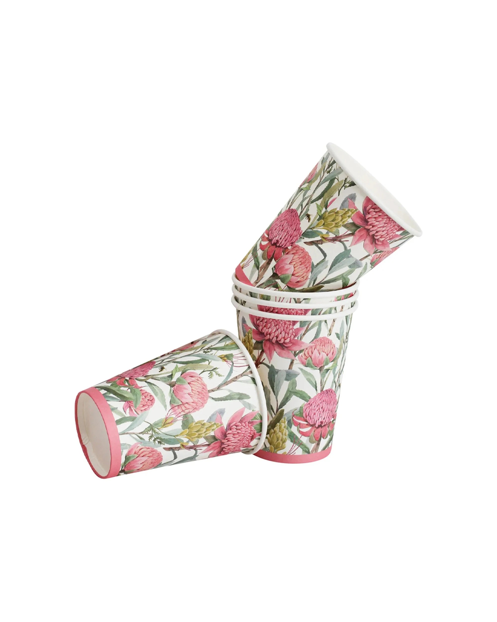 1 20pc Round 11cm Disposable Paper Cup Dinner Party Drinkware Natives Floral Pink
 - Pink, 1 of 3