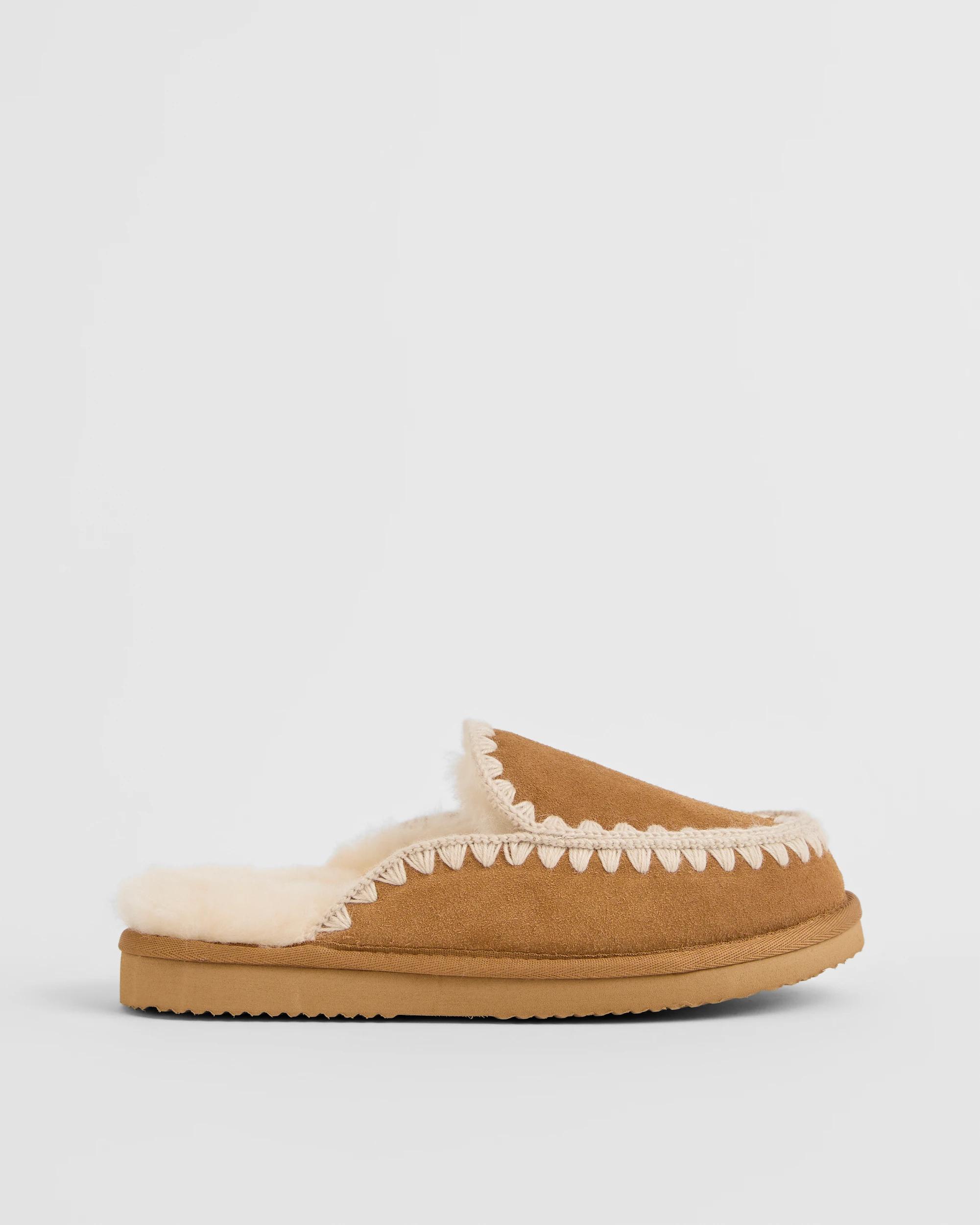 1 Australian Design Ugg Boots and Slippers Australian Design Ugg Sheepskin and Leather Stitched Scuff CHESTNUT, 1 of 4