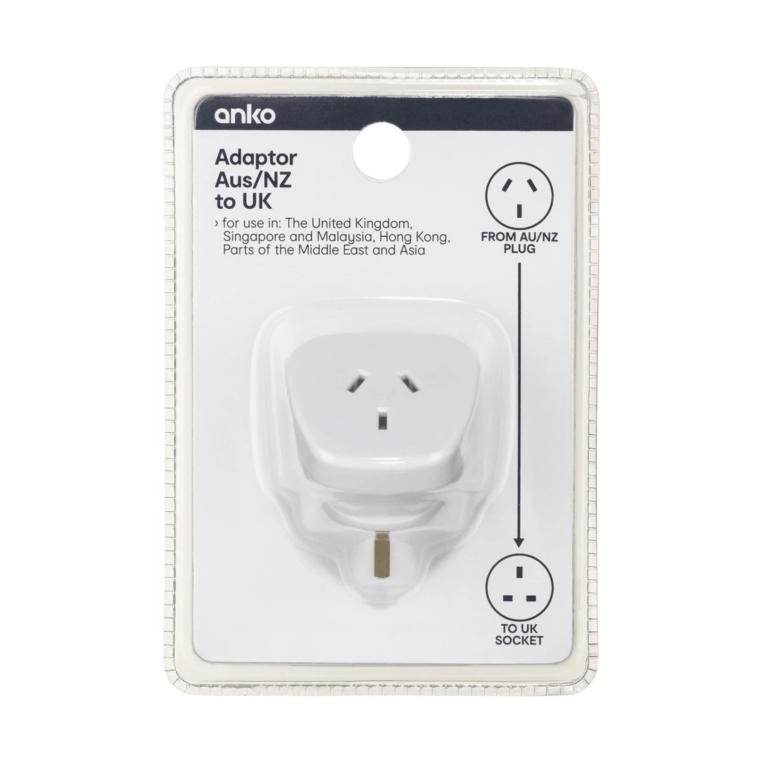 1 Adaptor - AU/NZ Plug to UK Socket - Triple Flat Pins, 1 of 3