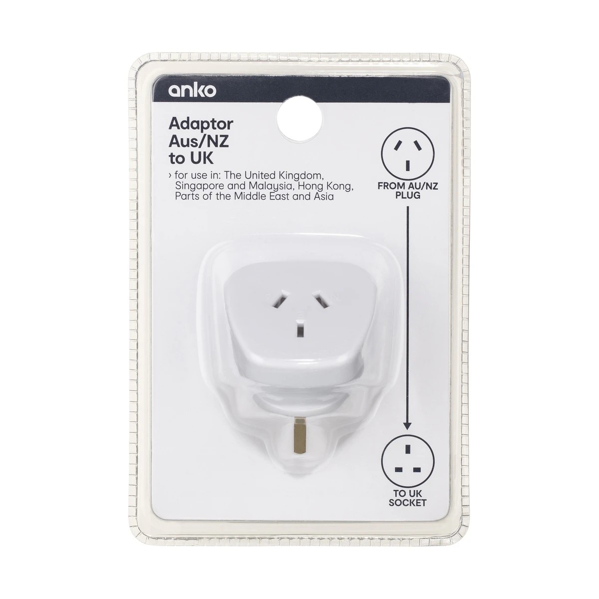 1 Adaptor - AU/NZ Plug to UK Socket - Triple Flat Pins, 1 of 3