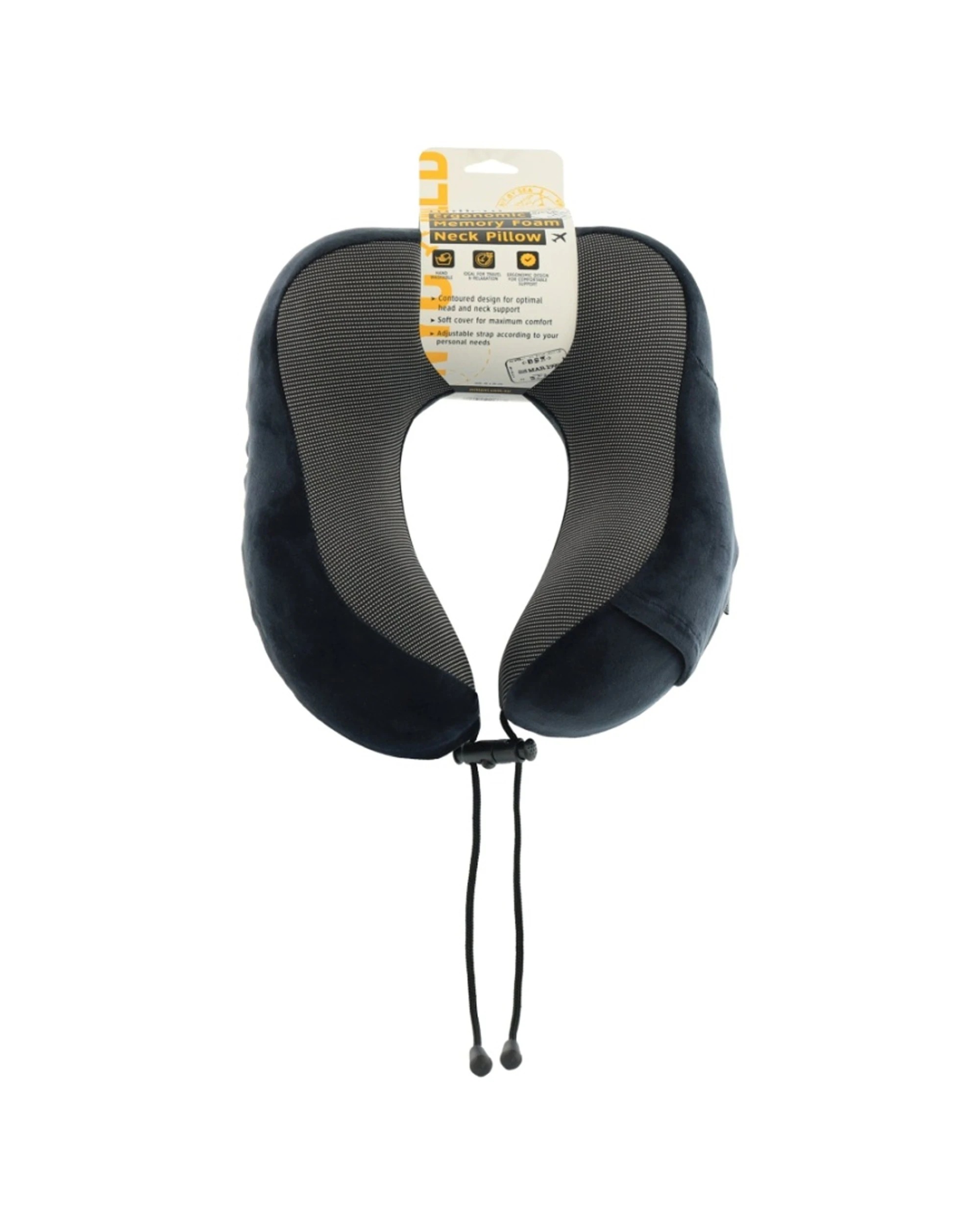 1 Milleni Travel Ergonomic Memory Foam Adjustable Soft Cover Neck Pillow - Black, 1 of 5
