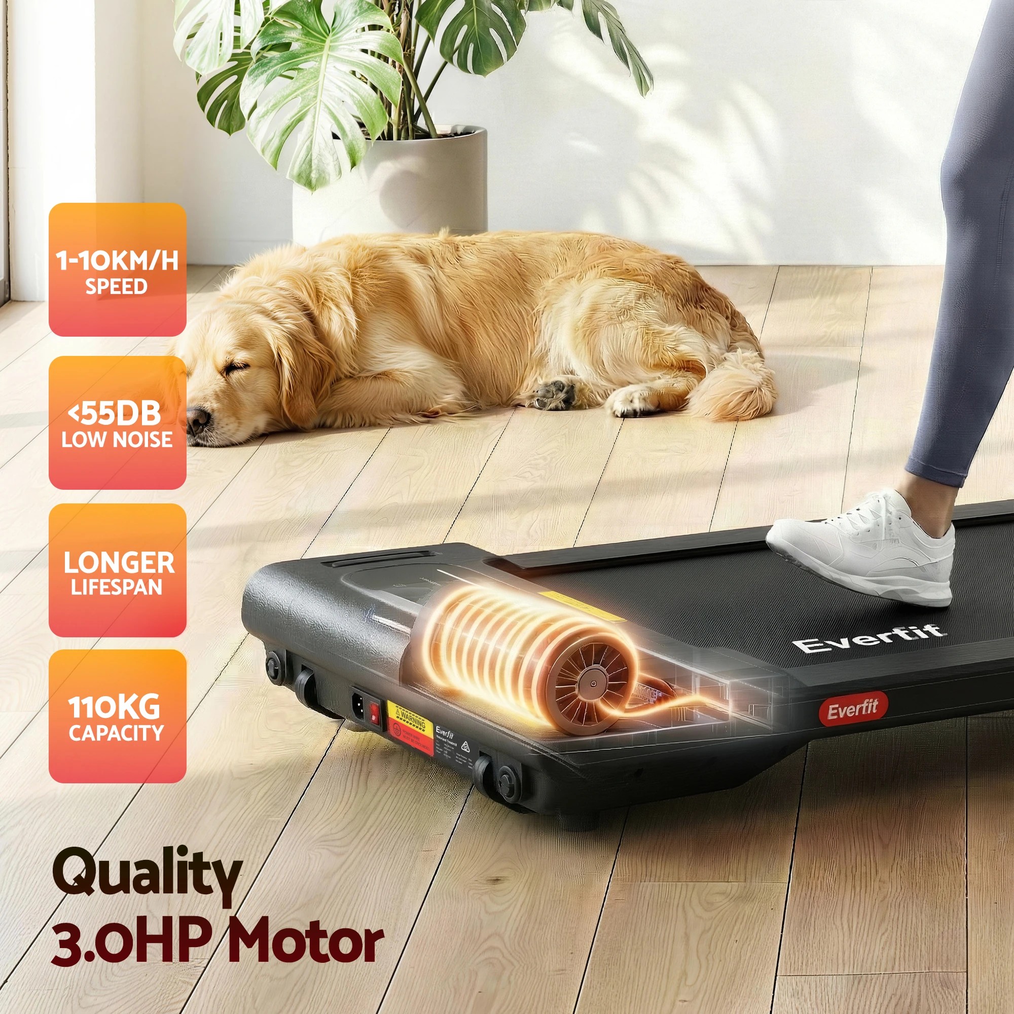 8 Everfit Walking Pad Treadmill 2 in 1 Foldable Under Desk With 38cm Belt With APP - Multi, 8 of 9