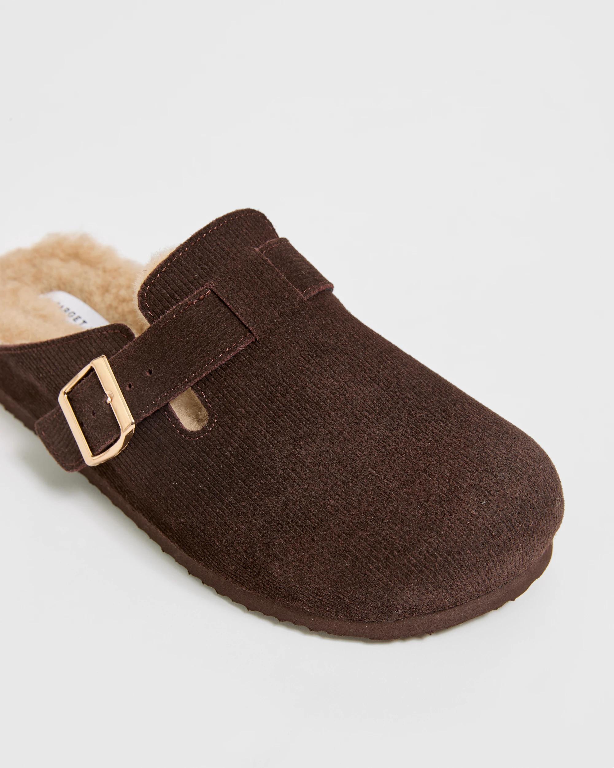 3 Target Woman Naylah Genuine Suede Leather Fur Lined Moulded Cork Mule BROWN CORD, 3 of 3