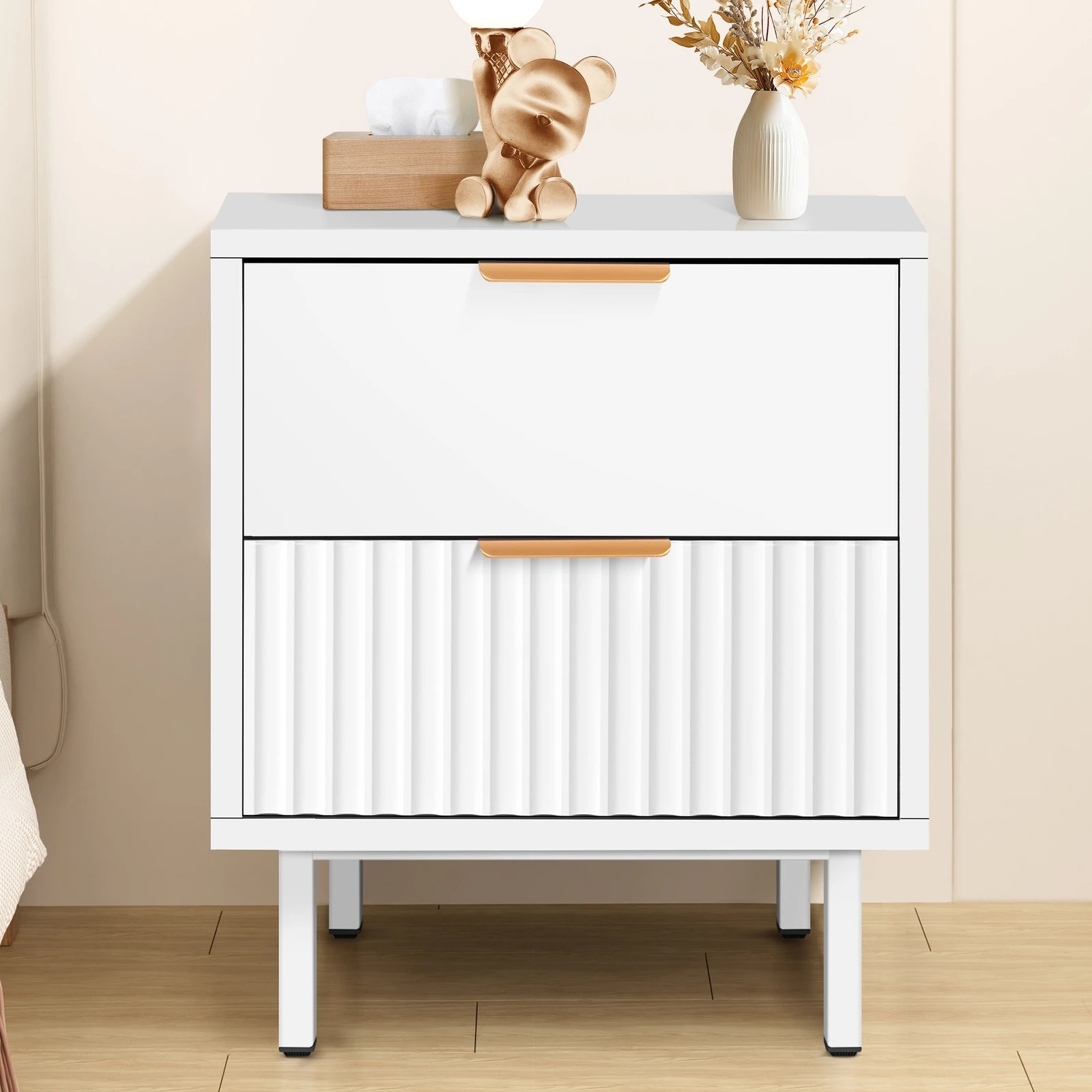 8 Alfordson 2× Bedside Table Nightstand 2 Drawers Side Storage Cabinet - White, 8 of 10