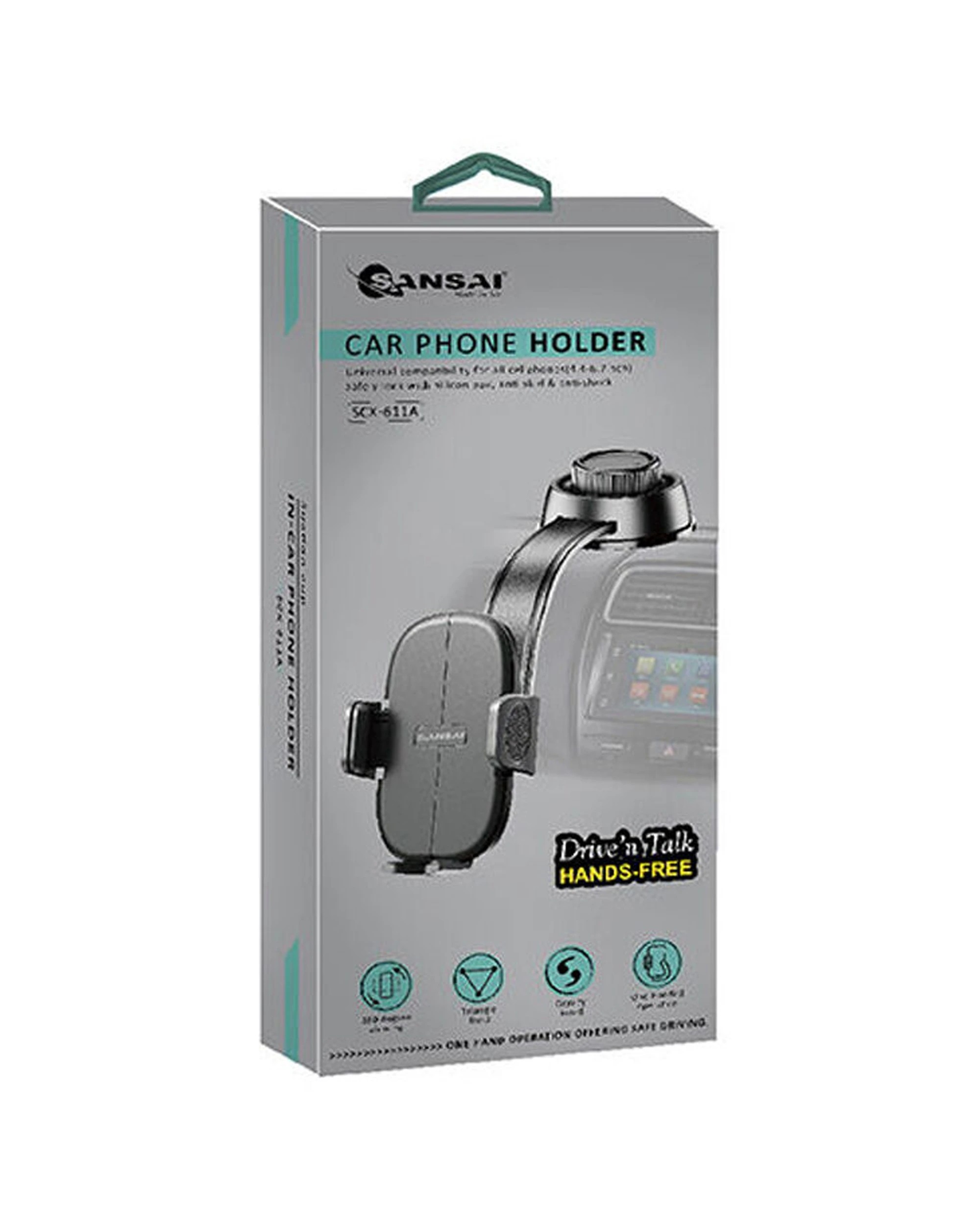 1 Sansai Universal Suction Mounted Car Phone Holder Adjustable Anti-Slip - Black, 1 of 4