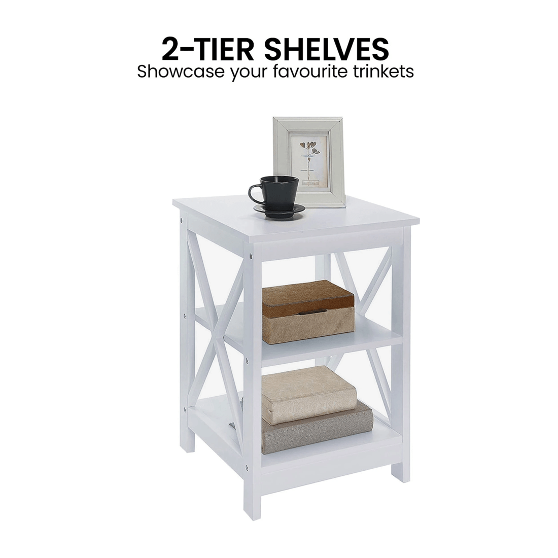 5 Sarantino Orson 2-tier Bedside Table - White, 5 of 8