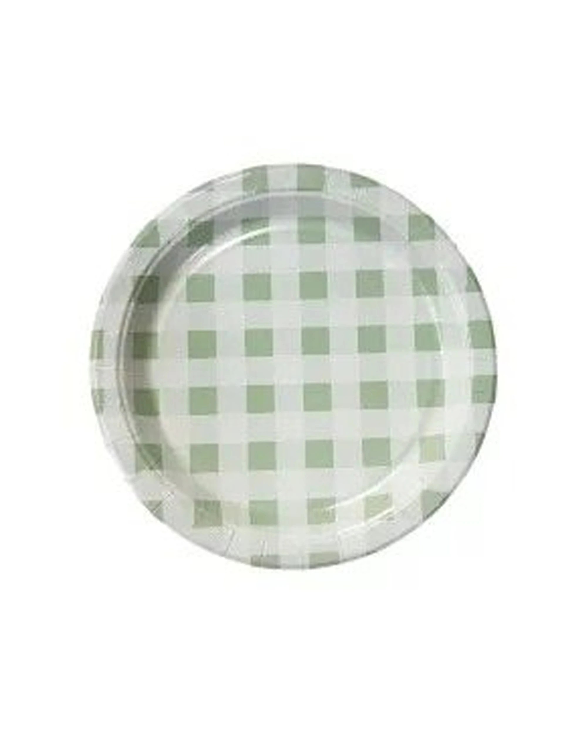 2 Party Maker 20pc Gingham Disposable Paper Plates Tableware 26cm - Green, 2 of 2