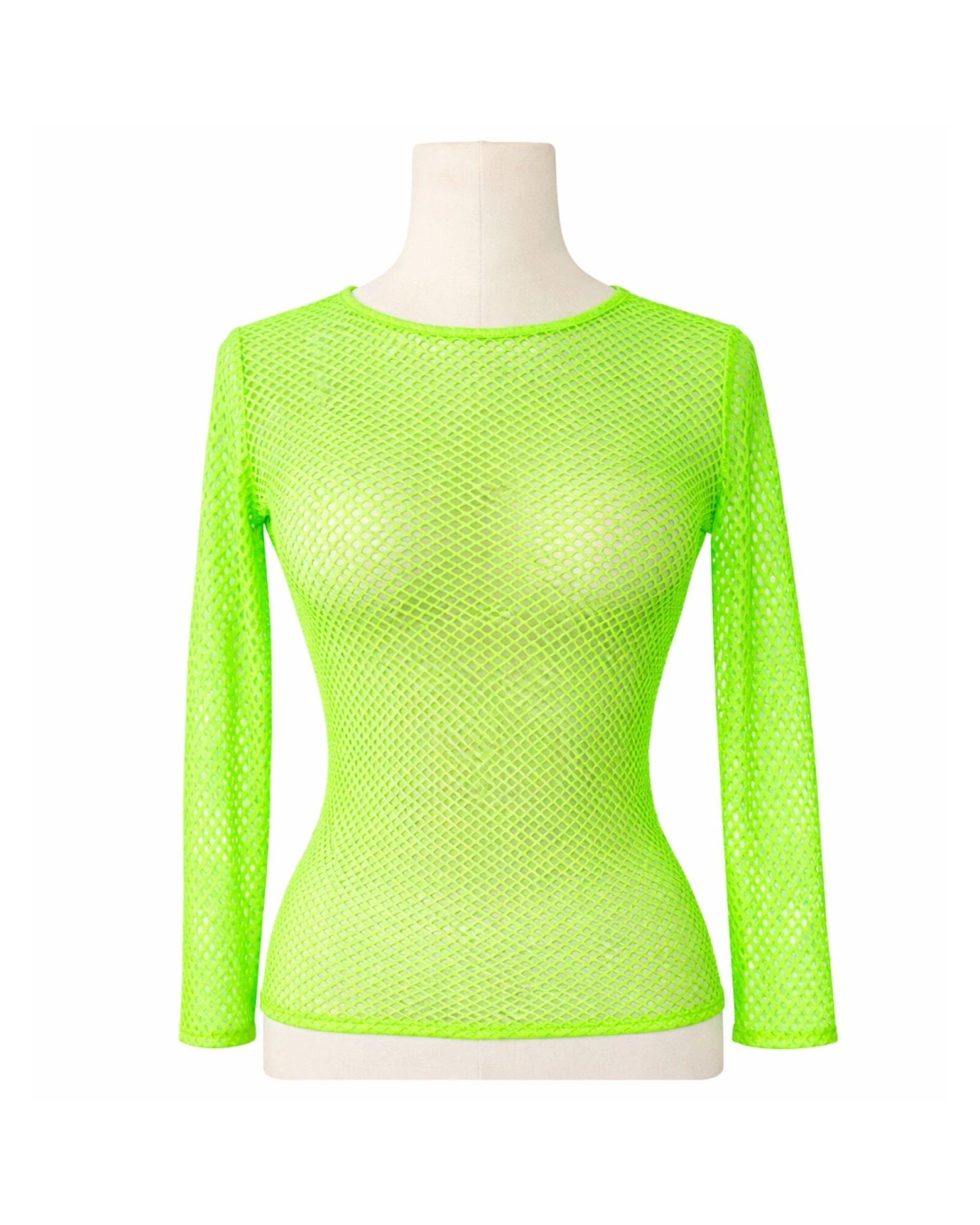 1 BR Home Womens Fishnet Mesh Top Long Sleeve Sheer See Through Costume Fluro Green - One Size - Green, 1 of 1