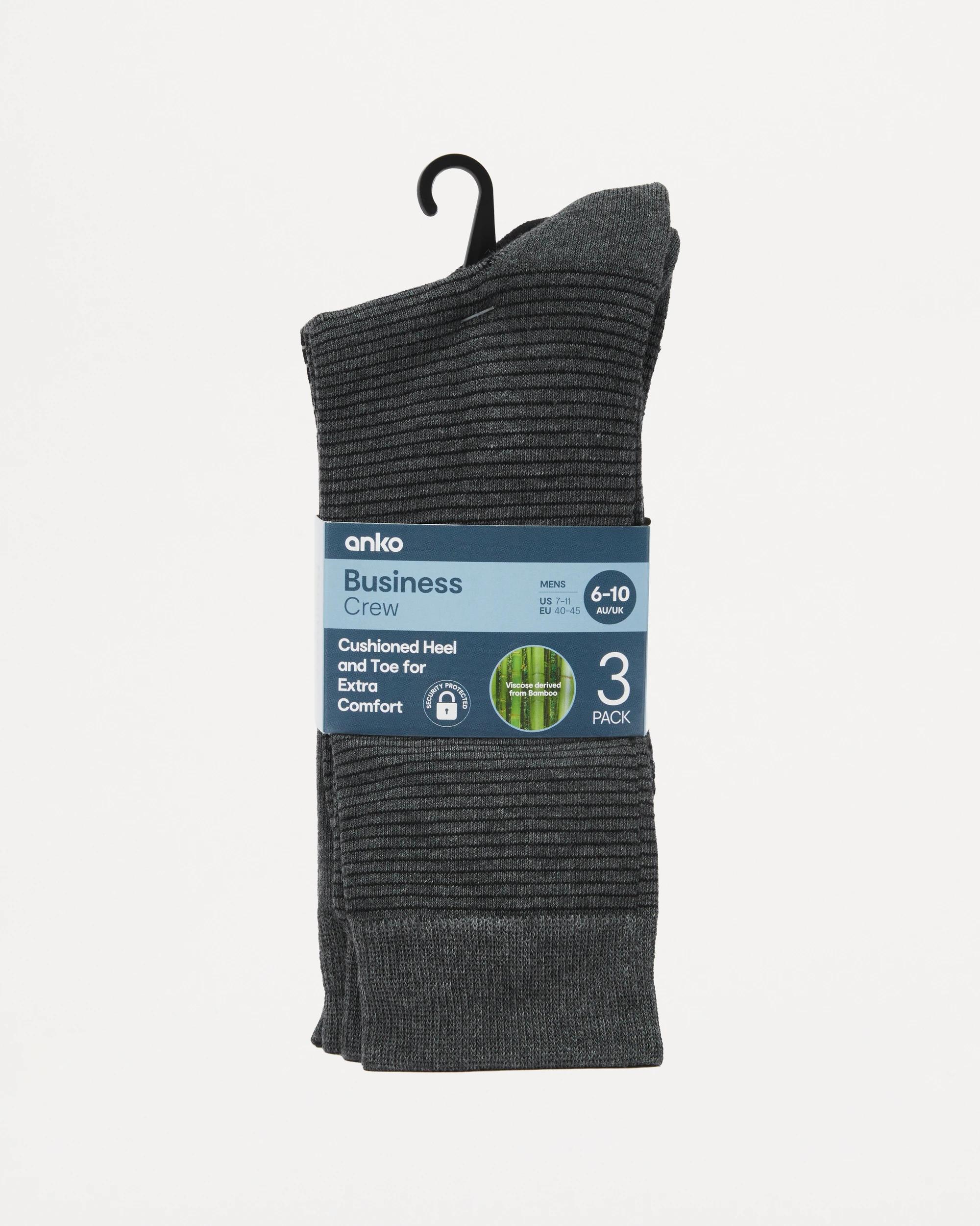 3 3 Pack Bamboo Rib Socks Gry Stripe, 3 of 3
