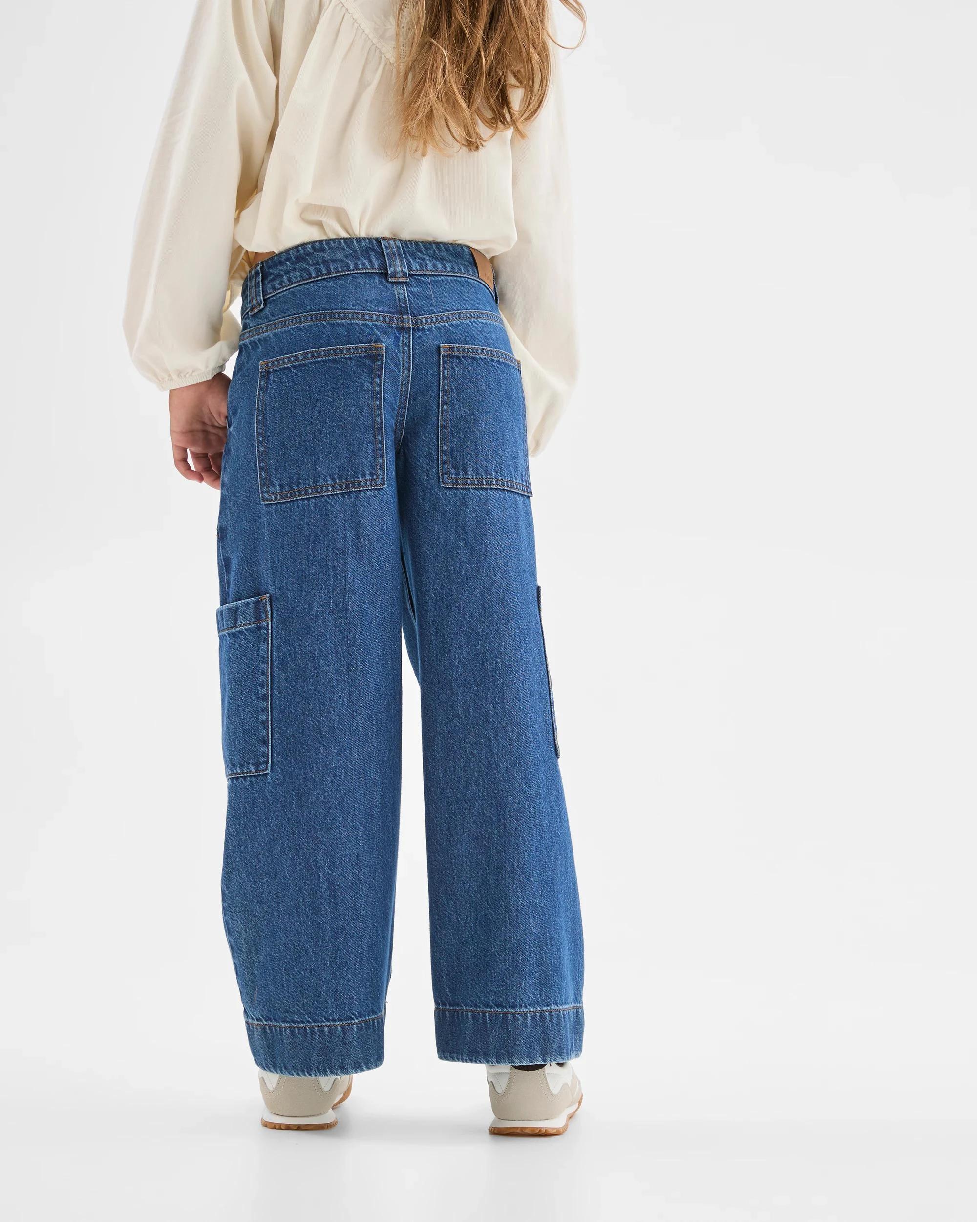 4 Target Denim Cargo Wide Leg Jeans INDIGO WASH, 4 of 7