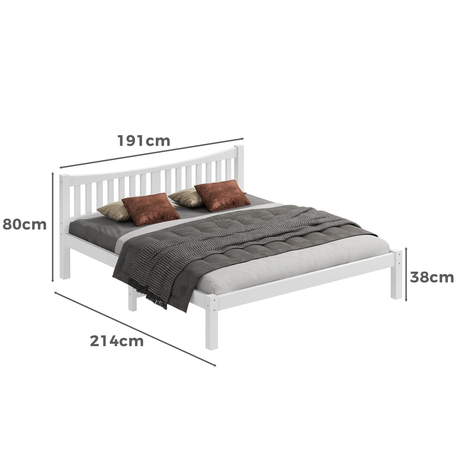 7 Alfordson Bed Frame Wooden King Size Solid Pine Timber Base Cambrie - White, 7 of 10