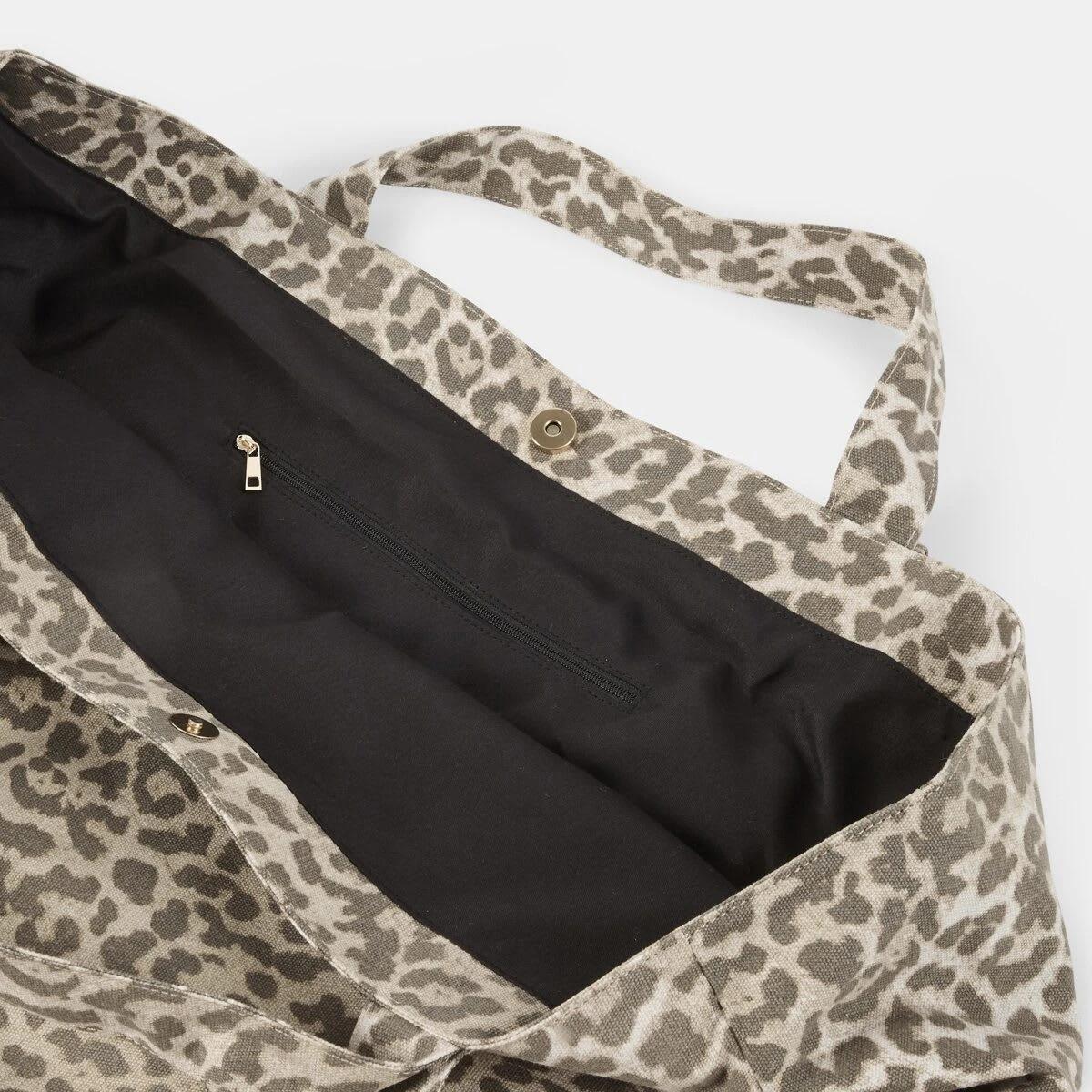3 Woven Oversized Tote Leopard, 3 of 5