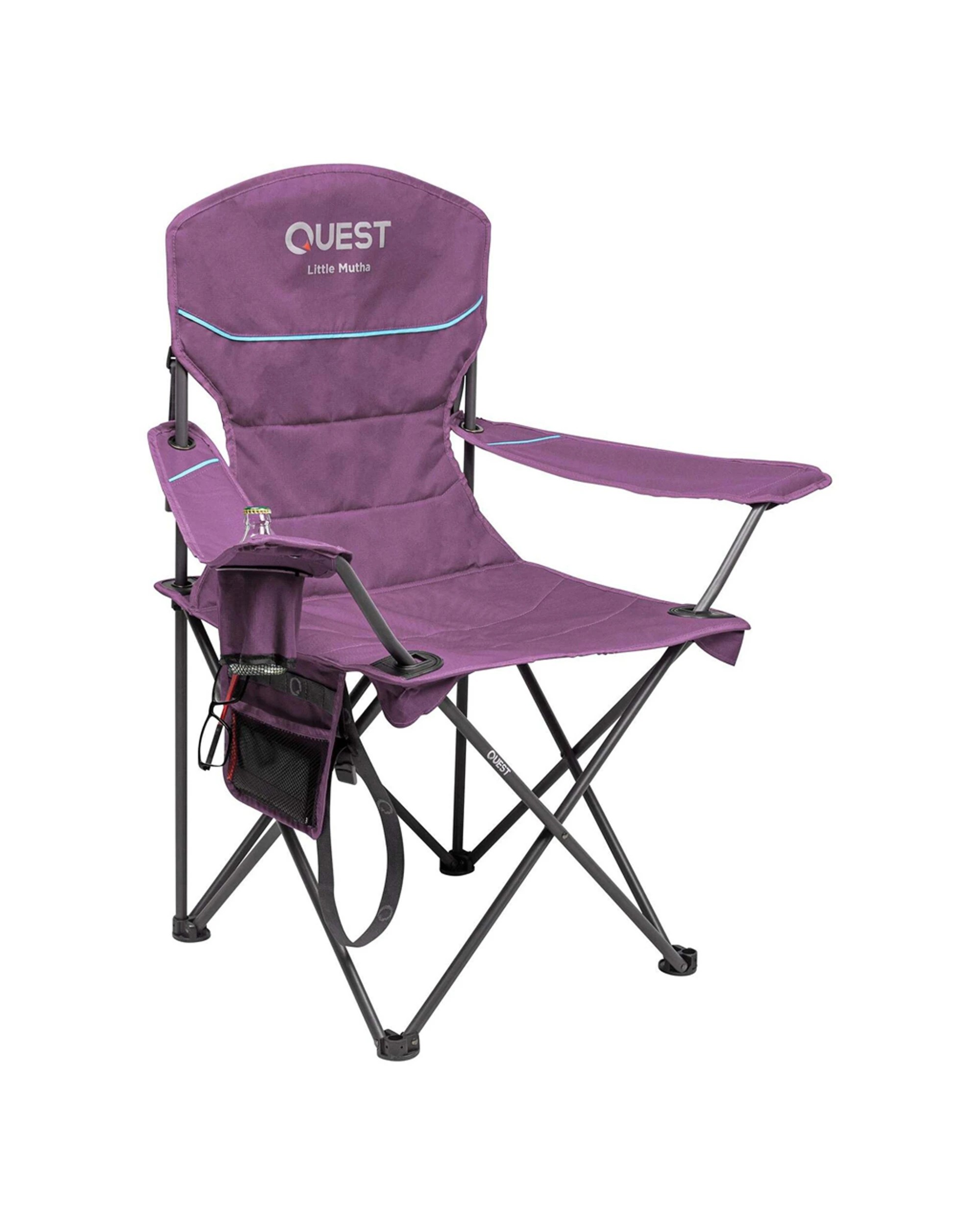 1 Quest Outdoors Steel Frame Little Mutha Camp Chair Padded With Carry Bag - Purple, 1 of 7