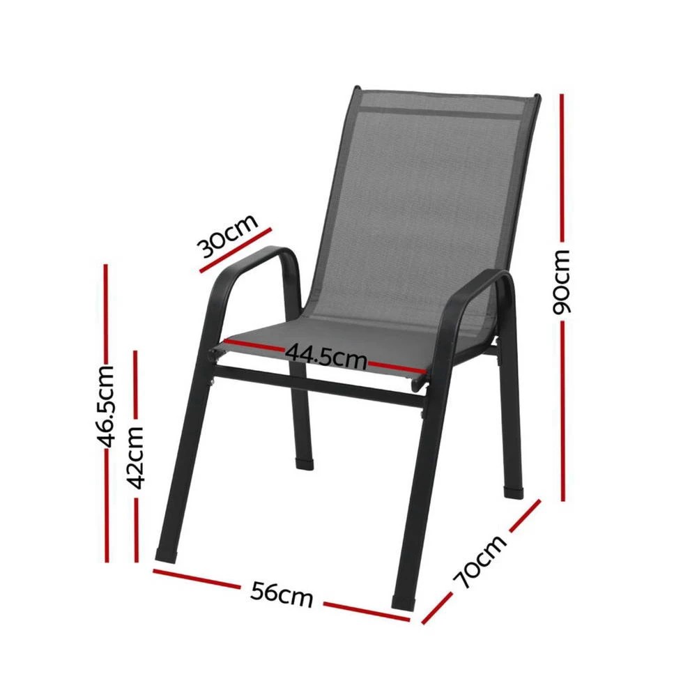 2 Gardeon 2PC Outdoor Dining Chairs Stackable Lounge Chair Patio Furniture - Grey, 2 of 6