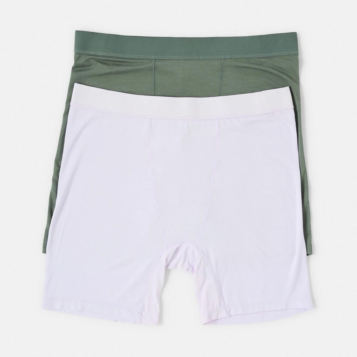 1 2 Pack Bamboo Longline Boyshorts LILY LAVENDER, SMOKEY GREEN, 1 of 7