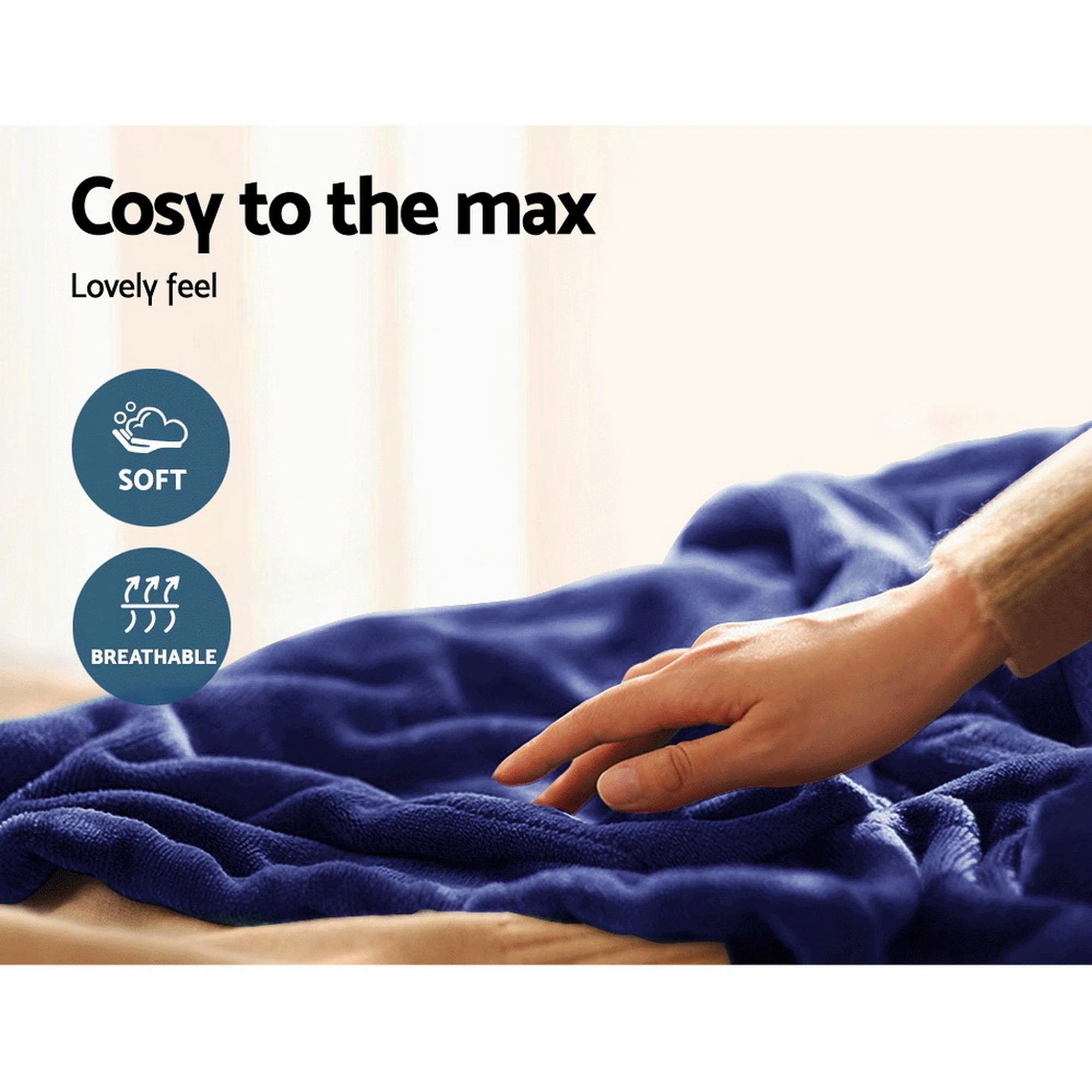 7 Giselle Electric Throw Rug Heated Blanket Fleece - Blue, 7 of 10