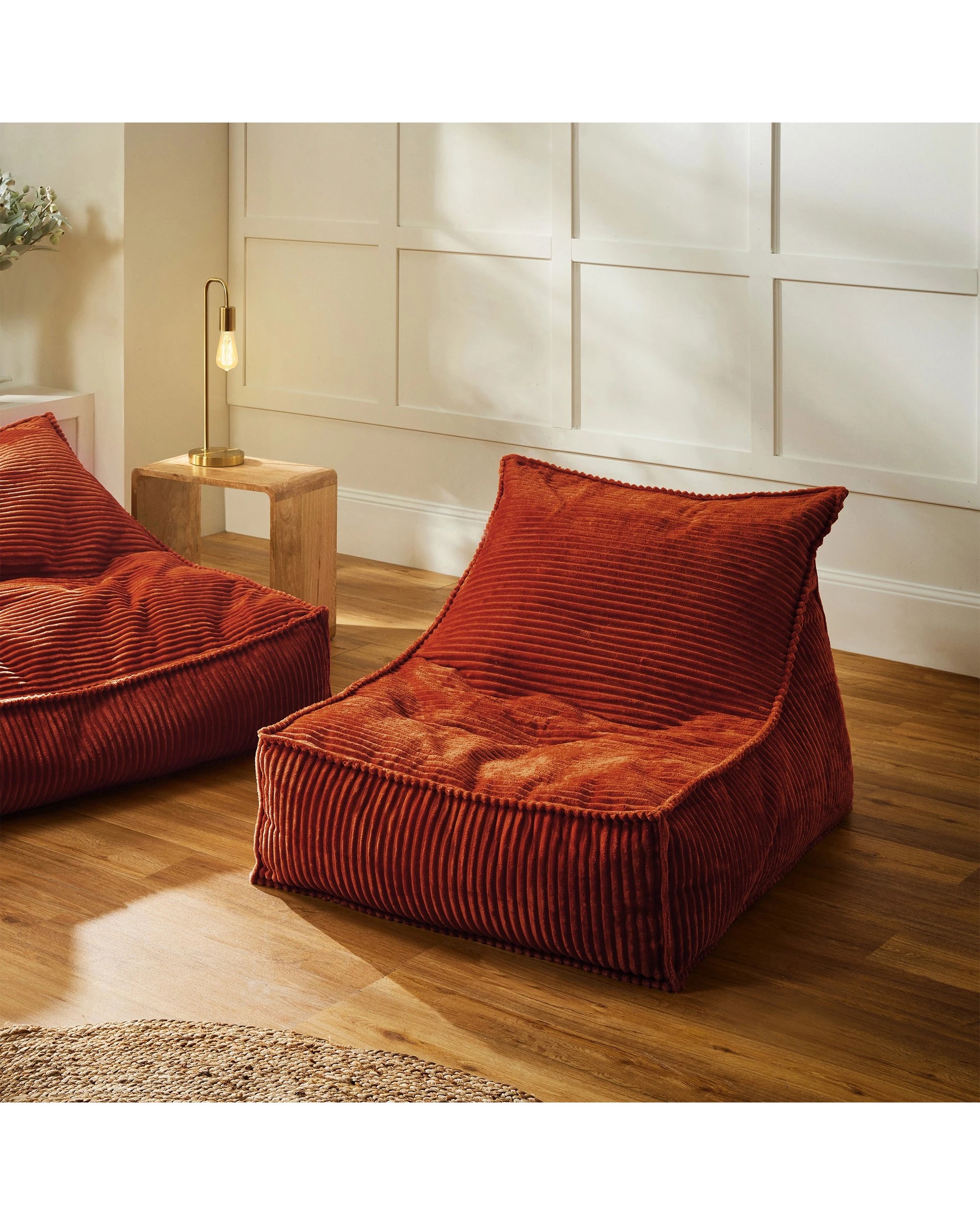 2 Cadence & Co. Wilde Ribbed Luxe Fleece Bean Bag Lounge Cover - Rust Red, 2 of 7