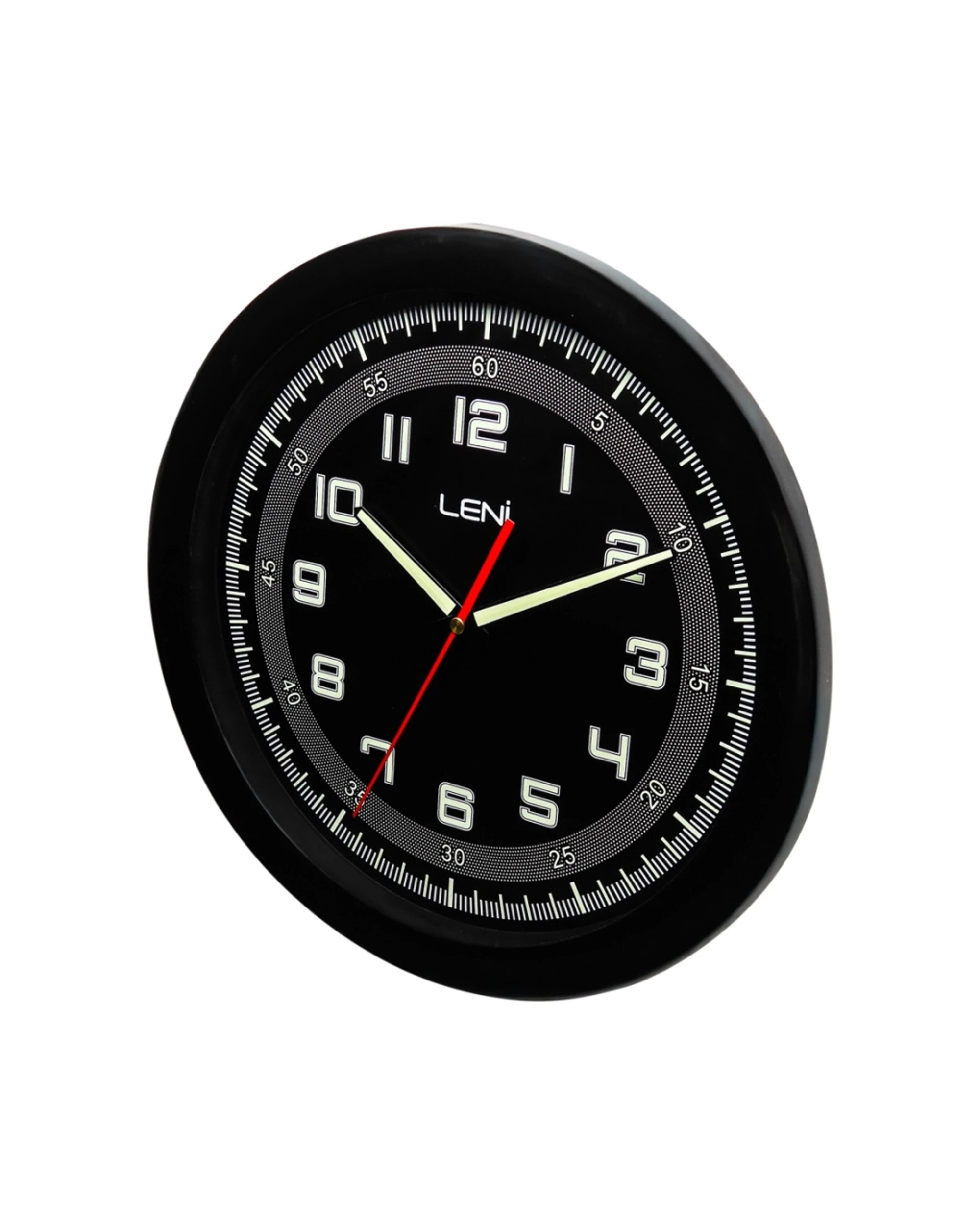 2 Leni Luminouis 32.5cm Analogue Wall Clock Glow In The Dark - Black, 2 of 4