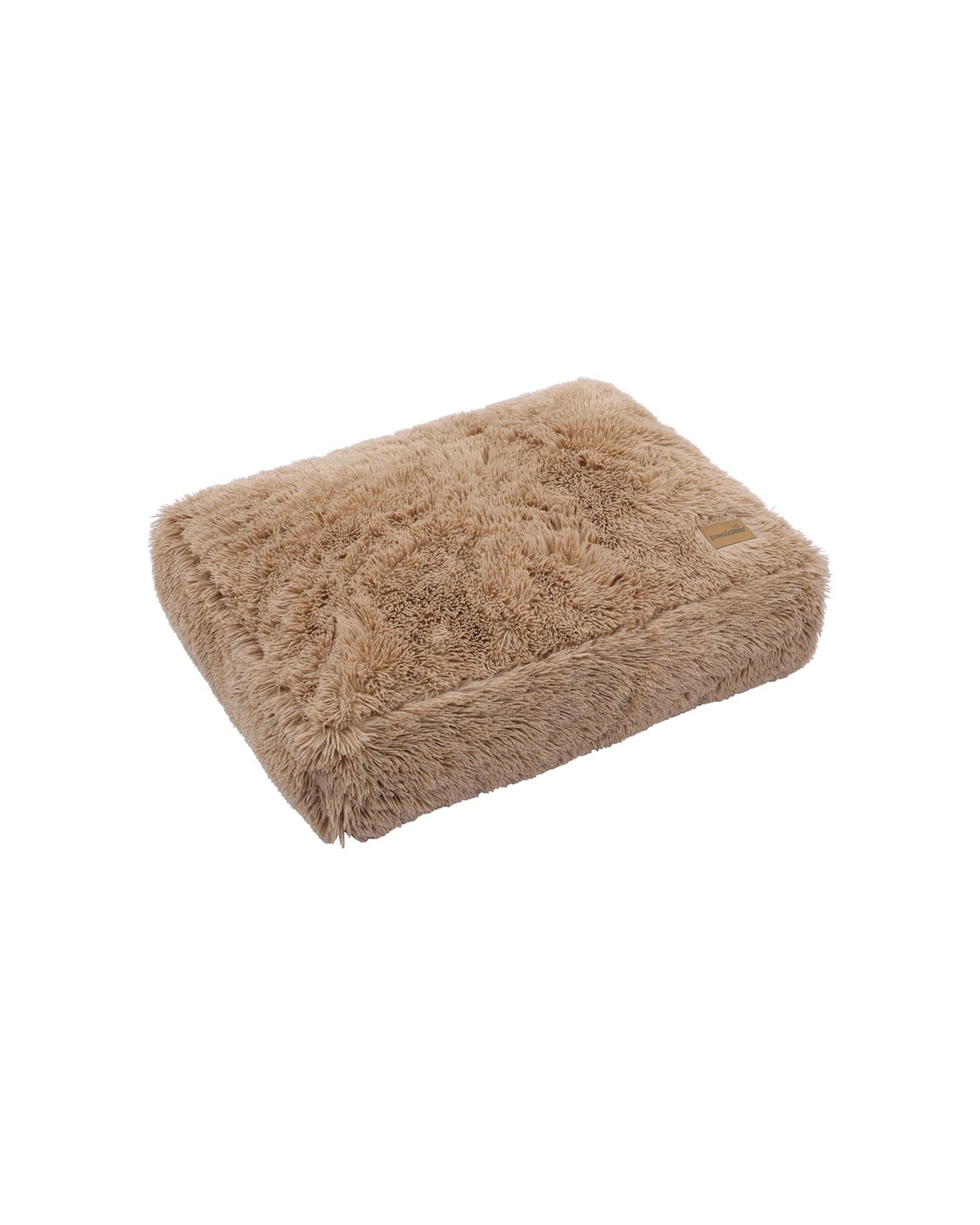 1 Paws And Claws 80x60cm Calming Plush Mattress Large Rectangle Camel Pet Bed Soft Washable Non Slip Base. - Brown, 1 of 8