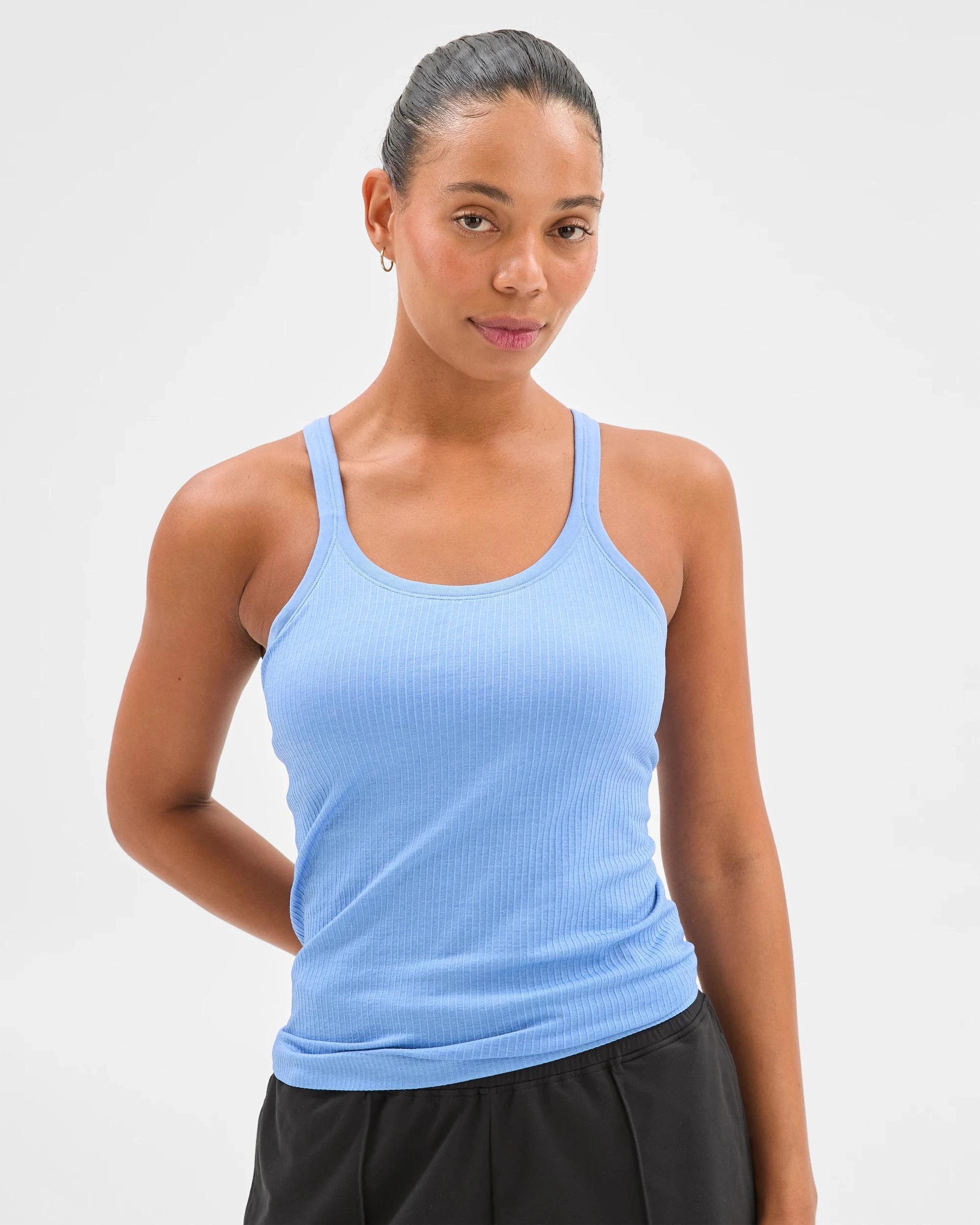 3 Target Active Studio Soft Ribbed Tank Top with Shelf Bra SKY, 3 of 6