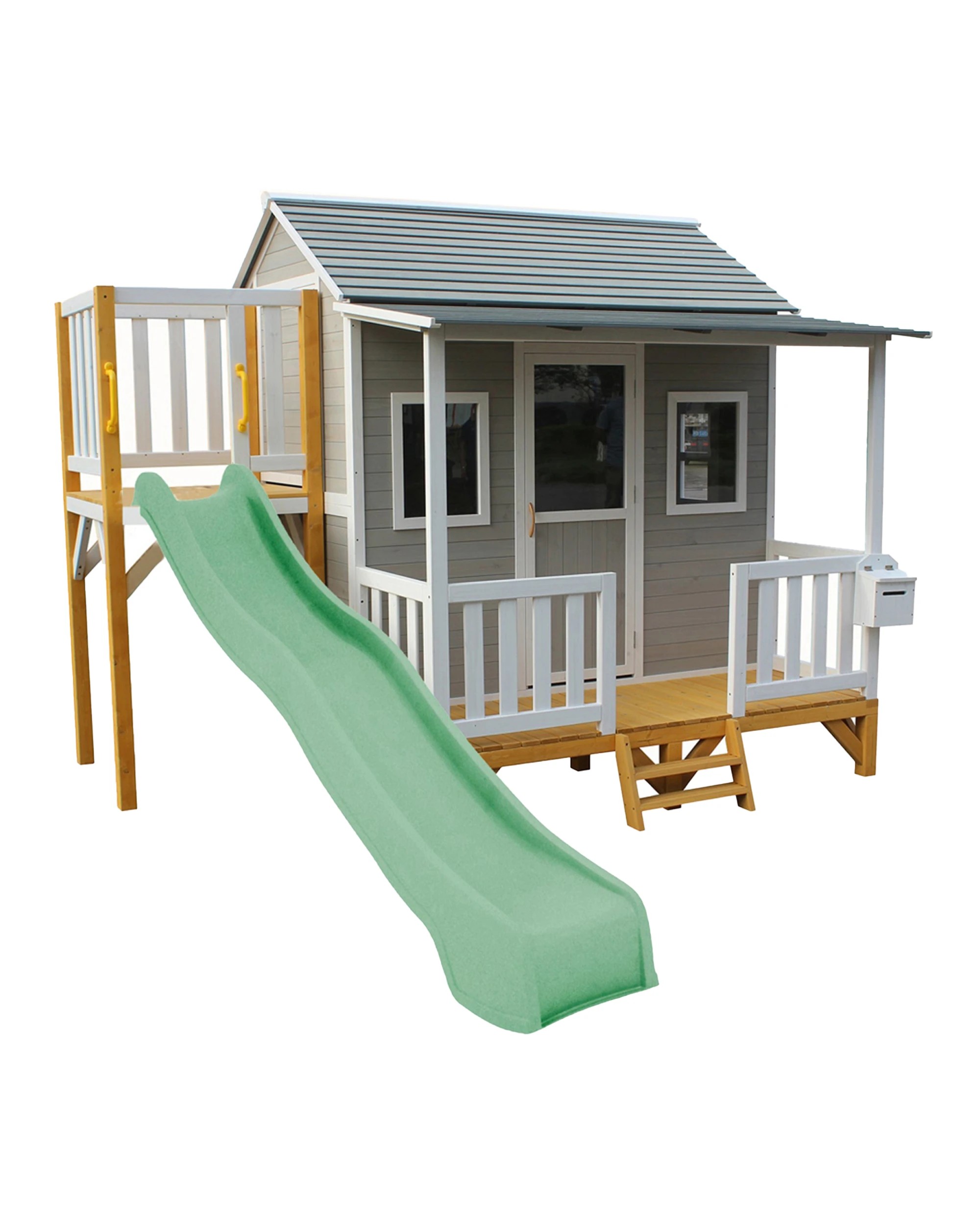 1 KIDZSHACK Delightful Shack Kids Wooden Cubby House Slide 3y+ - Green, 1 of 3