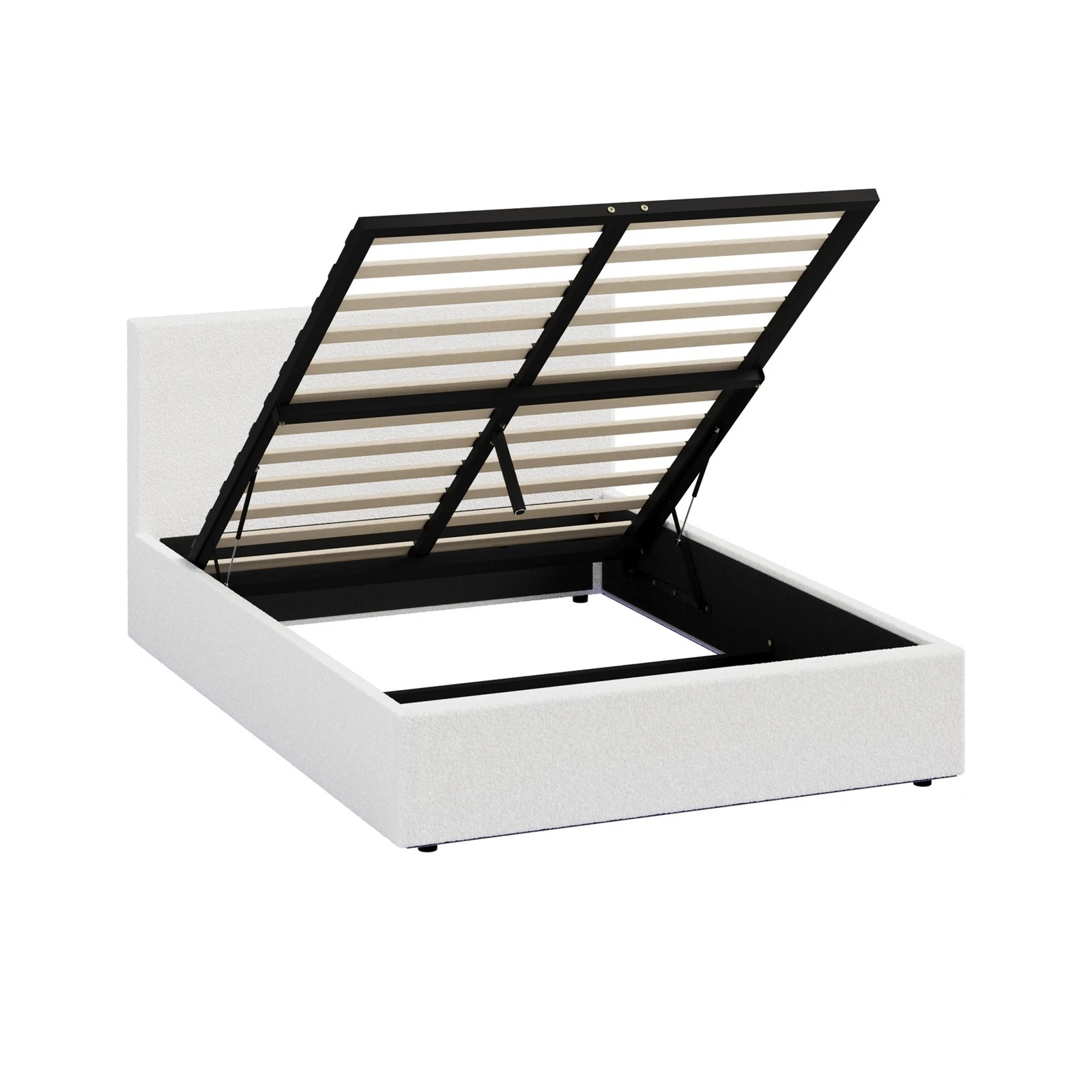 7 Oikiture Bed Frame King Single Size Gas Lift Storage Base LED Beds Boucle - White, 7 of 7