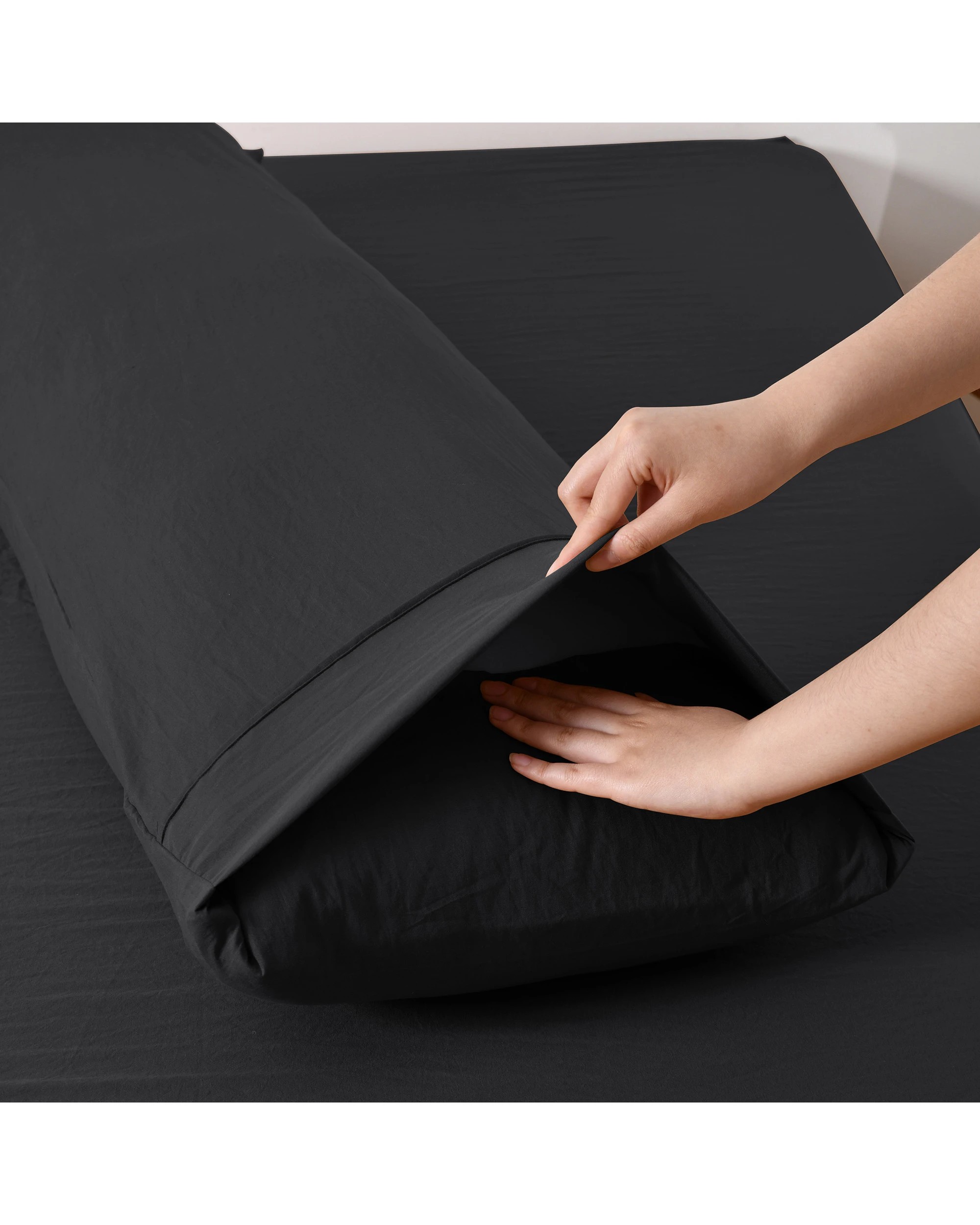 5 Dreamaker Superfine Washed Microfibre Body Pillowcase Twin Pack - Black, 5 of 5