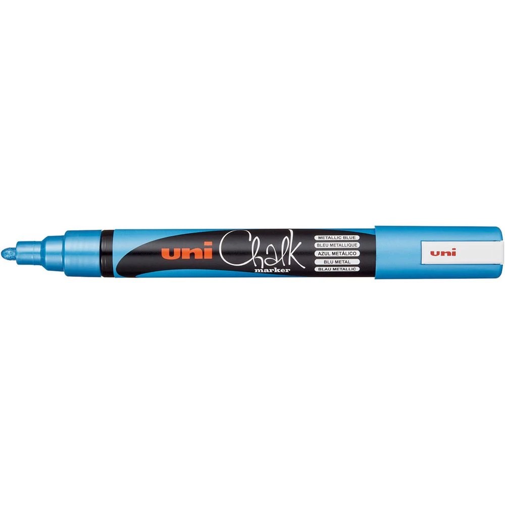 1 Uni Liquid Chalk Marker Bullet Tip Metallic Blue, 1 of 2