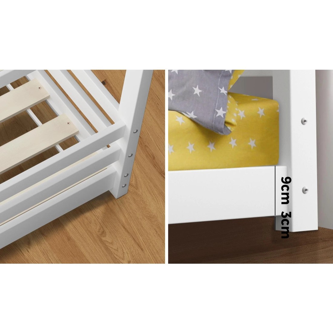 8 Oikiture Kids Bed Frame Single Wooden Bedframe Timber Platform
 - Natural, 8 of 10