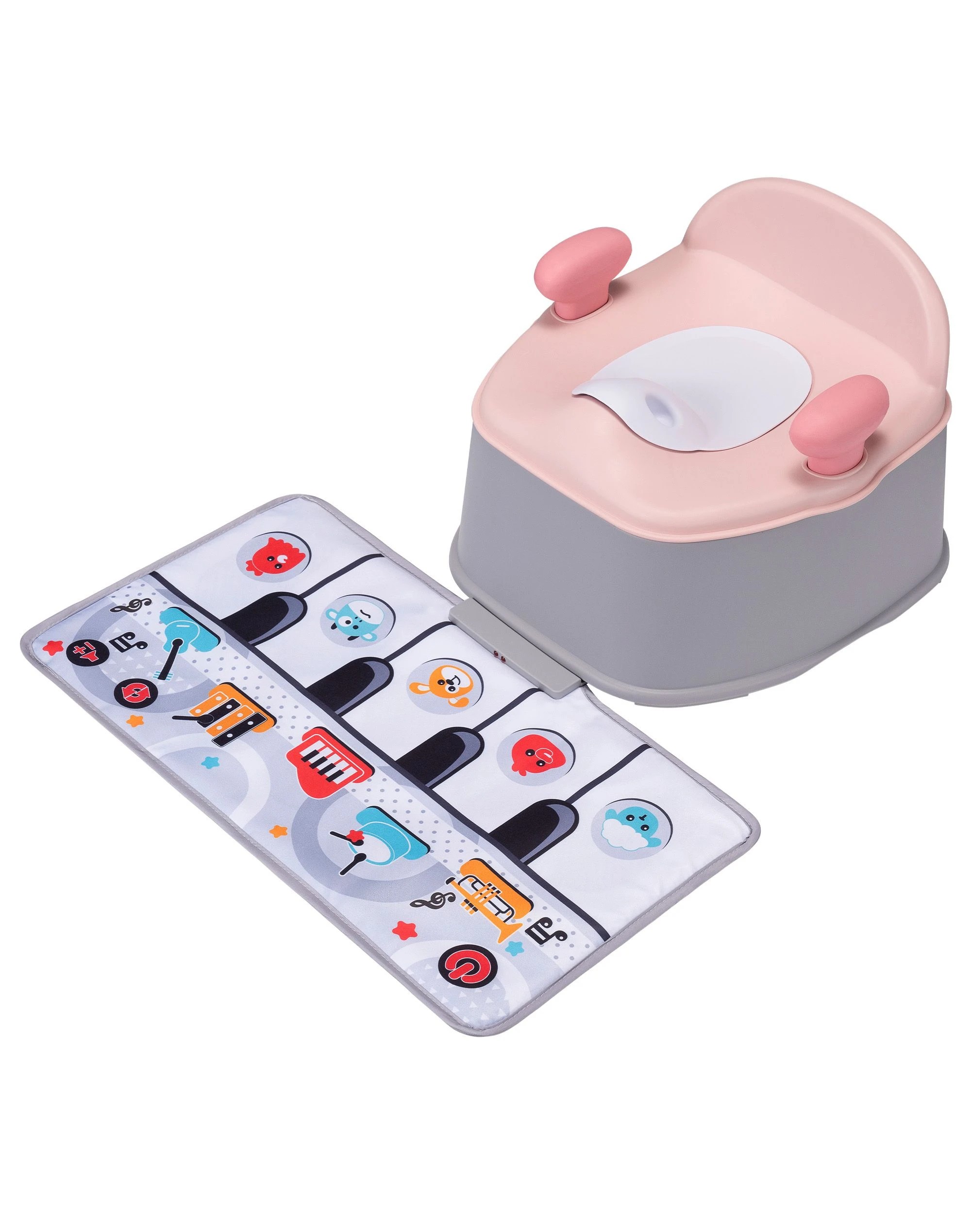 1 PlayPals 3-in-1 Kids Potty Toilet Trainer Toddler Toilet Training Seat w/ Interactive Musical Mat Pink, 1 of 10