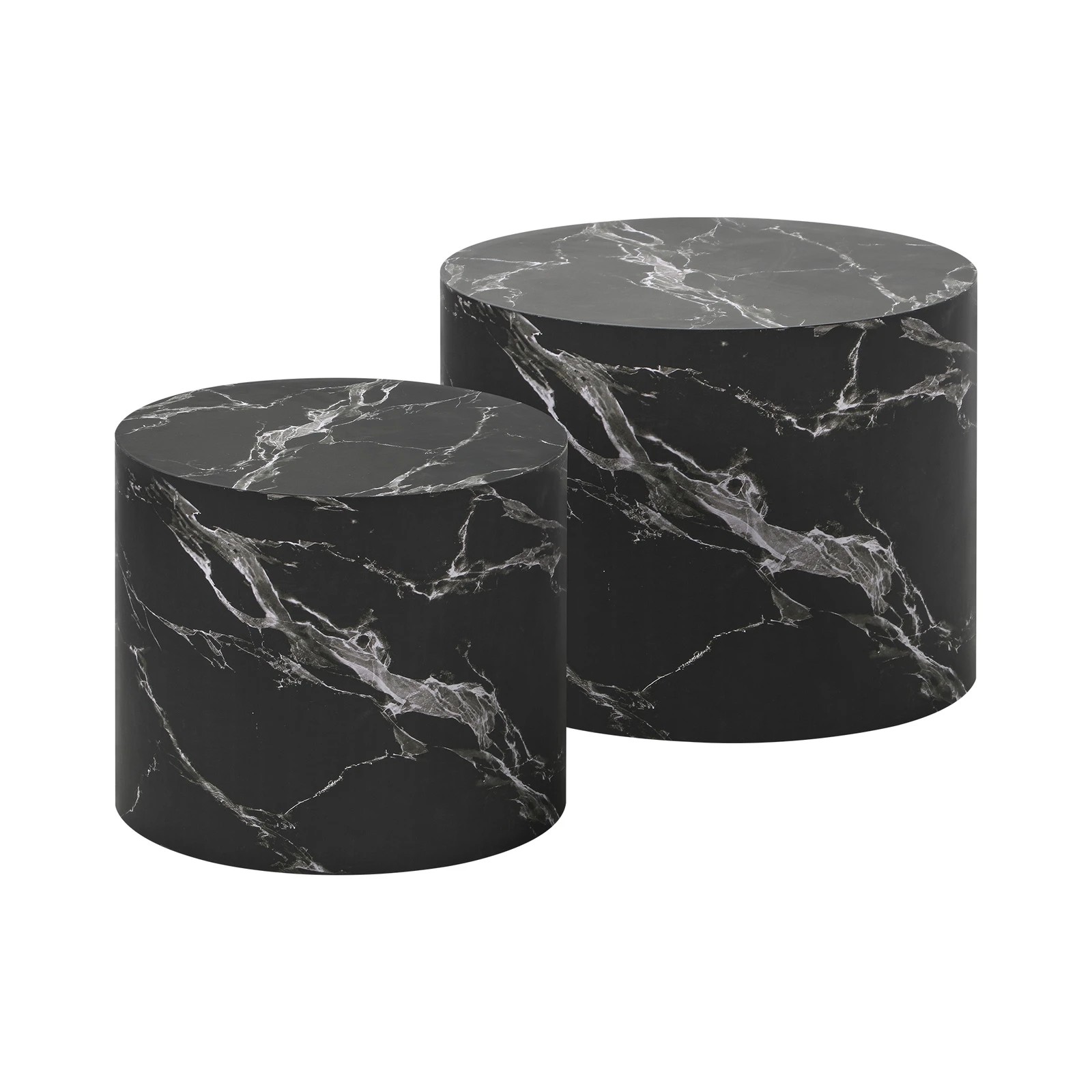 6 Oikiture Coffee Table Set Of 2 Round Side Tables Sofa Cafe Marble Effect
 - Black, 6 of 10